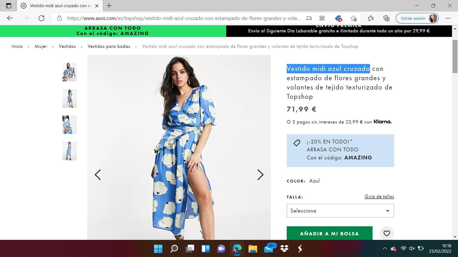 vestido midi cruzado