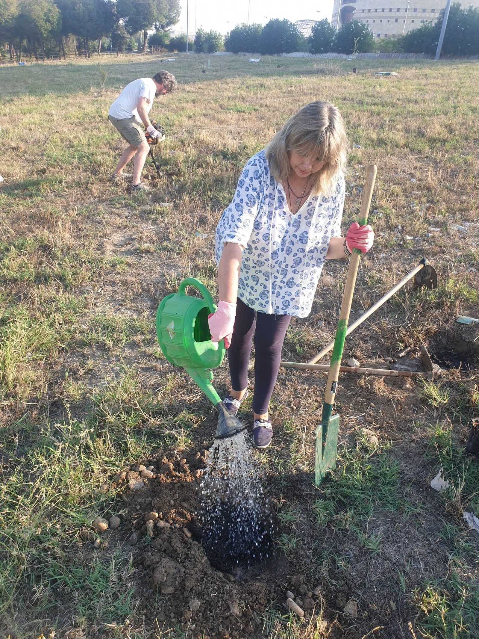 Preparación de hoyos previa a la plantación de los primeros árboles.