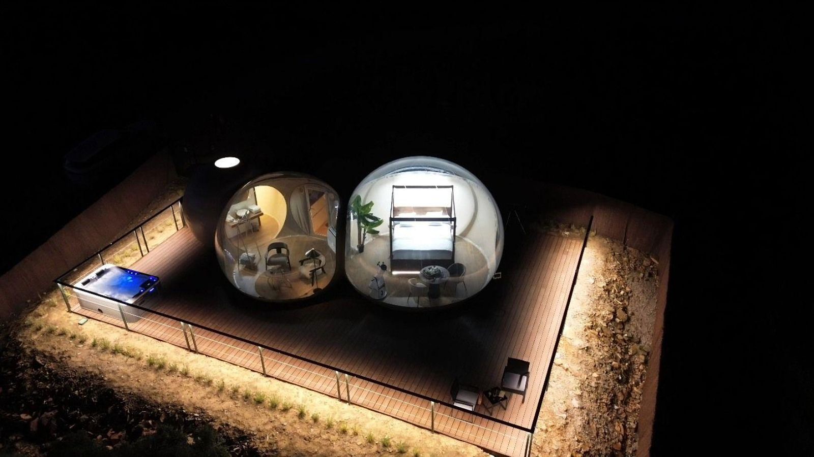 Vista aérea de las cápsulas y su entorno.