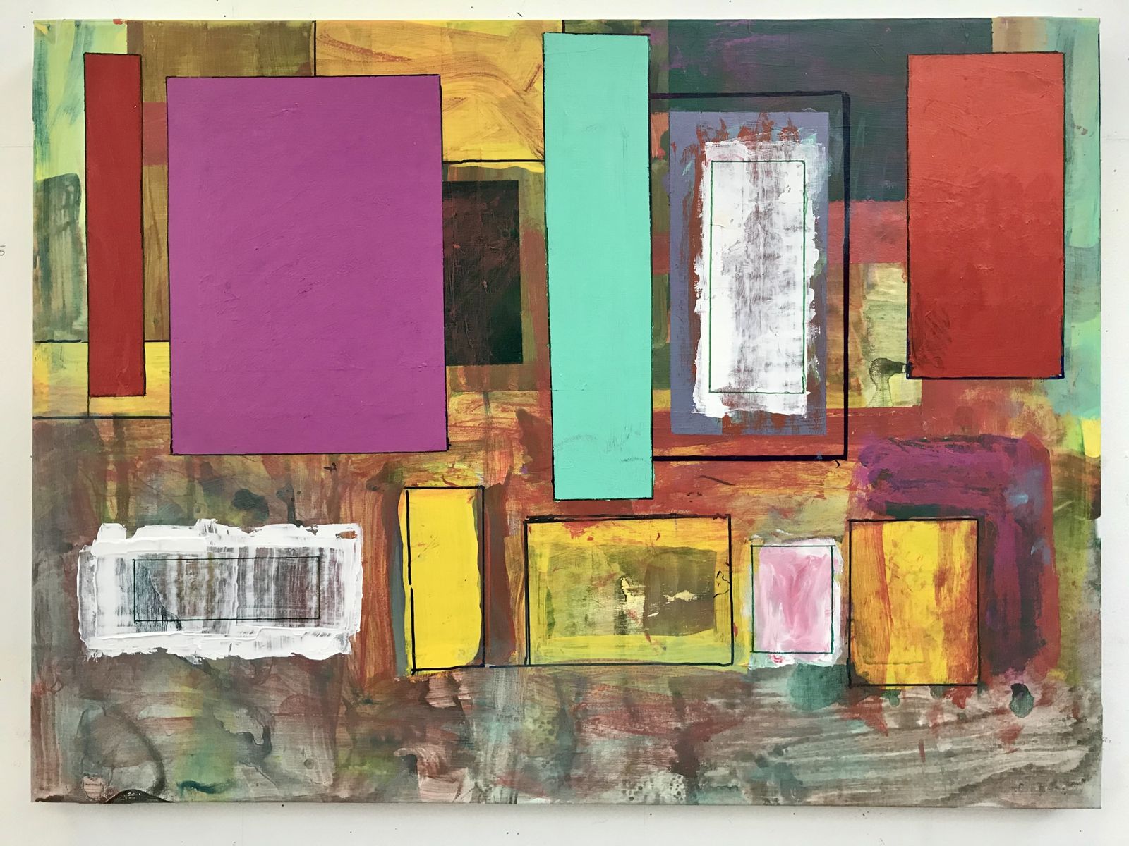 Luis Gordillo retoma las ideas de Hans Hofmann en su obra para este proyecto.