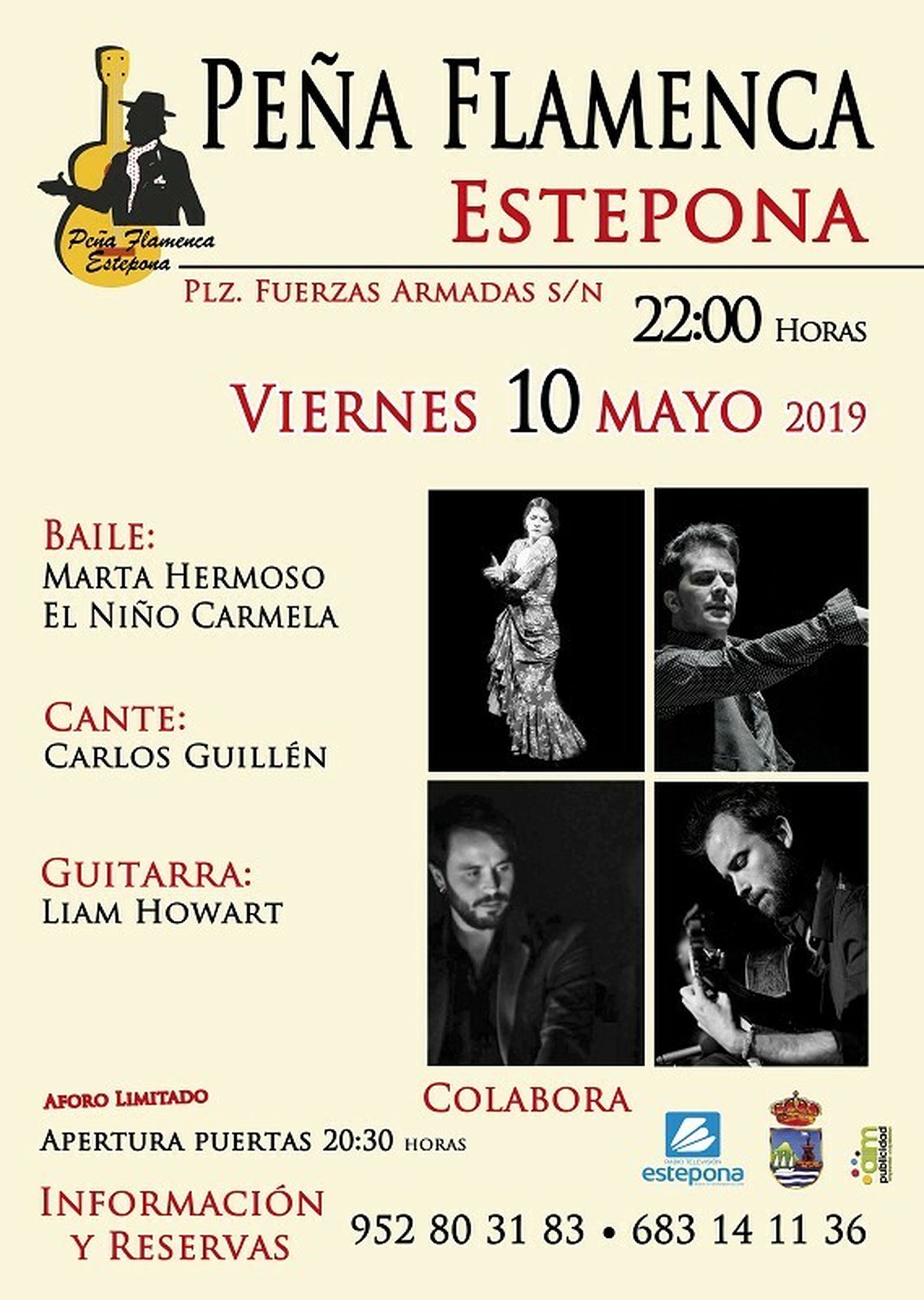 Programación de la Peña Flamenca de Estepona para el viernes 10 de mayo de 2019.