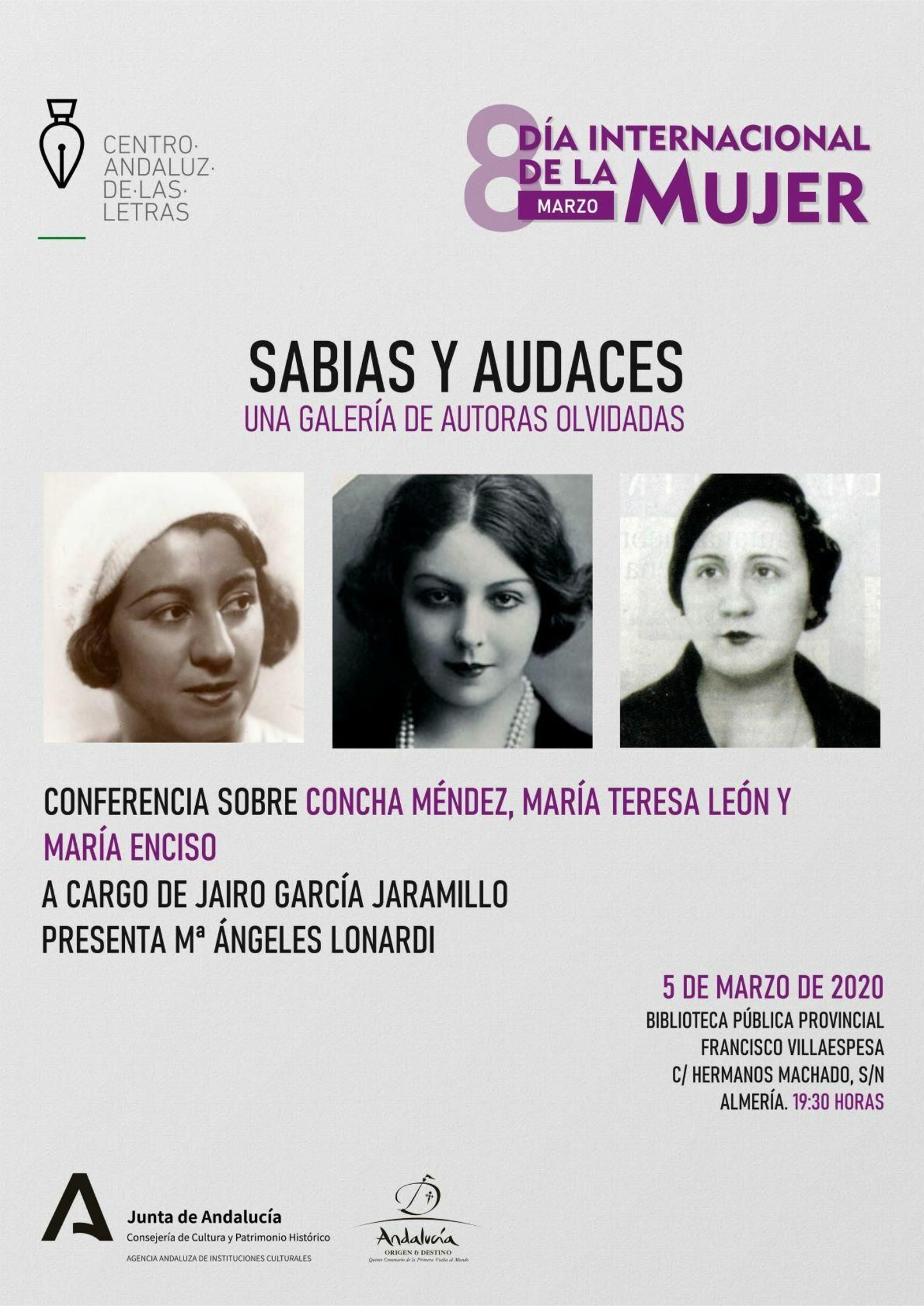 Cartel con Concha Méndez, María Teresa León y María Enciso.