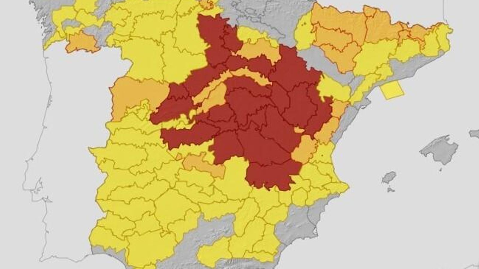 Mapa de avisos en España