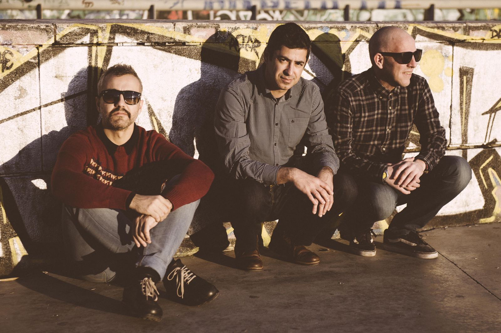 Juan G. Acosta, Juan Miguel Martín y Manuel Montenegro, Malheur, en una imagen promocional de su nuevo álbum.