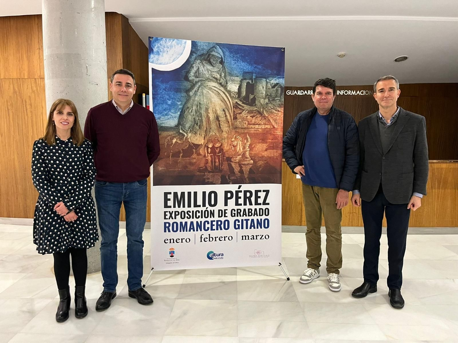 Mariquina Ramos, Daniel Salcedo, Emilio Pérez y Amós García en el Teatro Auditorio de Roquetas de Mar.