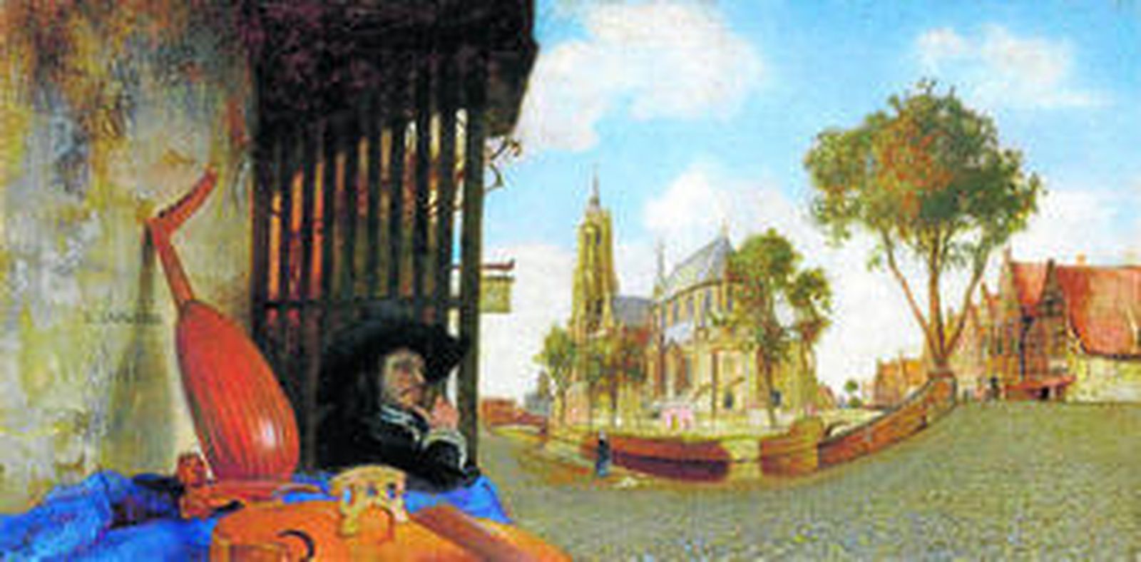 'Vista de Delft con el puesto de un vendedor de instrumentos musicales', del holandés Carel Fabritius (Midden-Beemster, 1622- Delft, 1654).