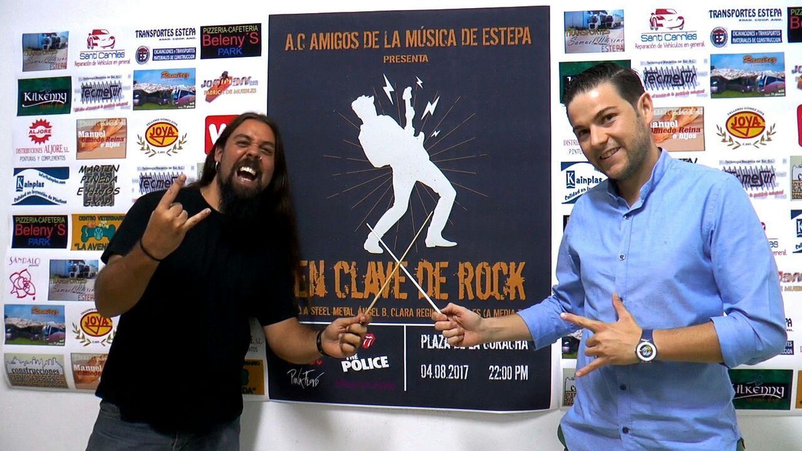 Alfonso Borrego López, 'Tovales', líder de la banda A Media Tea, y el director de la BAME, Juan Antonio Carmona.