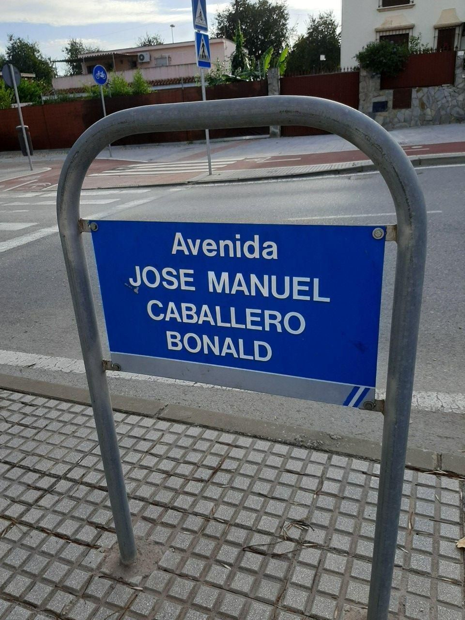 Rótulo de la Avenida que lleva su nombre.