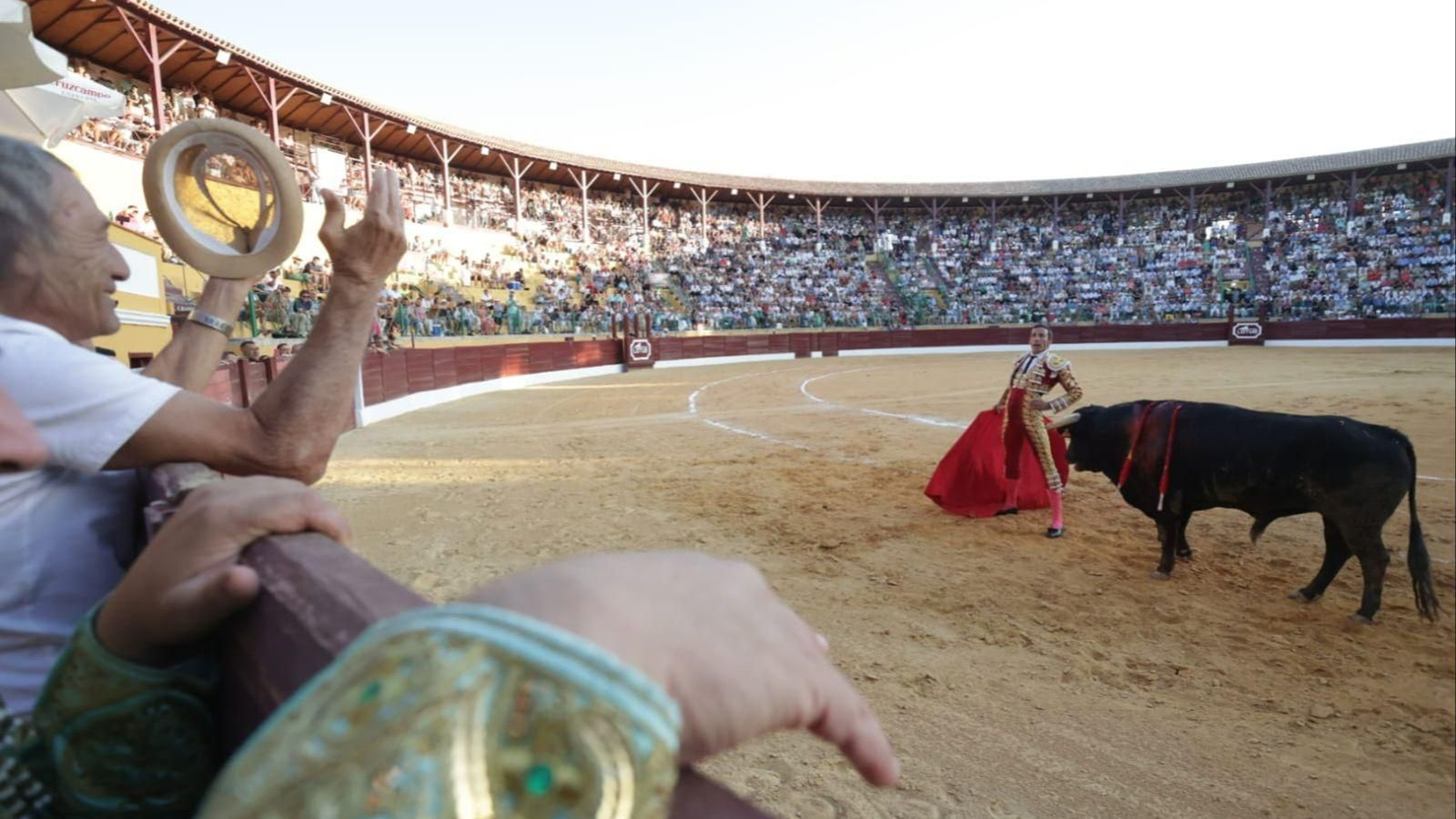 David de Miranda pone al público de La Línea en pie durante una faena de valor bajo los tendidos de sol.