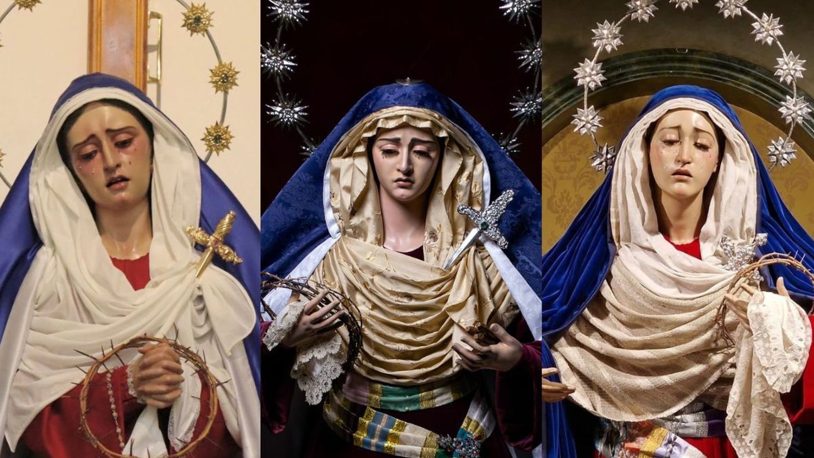 Virgen del Consuelo (izquierda), Virgen de la Caridad (centro) y Virgen de la Concepción (derecha)