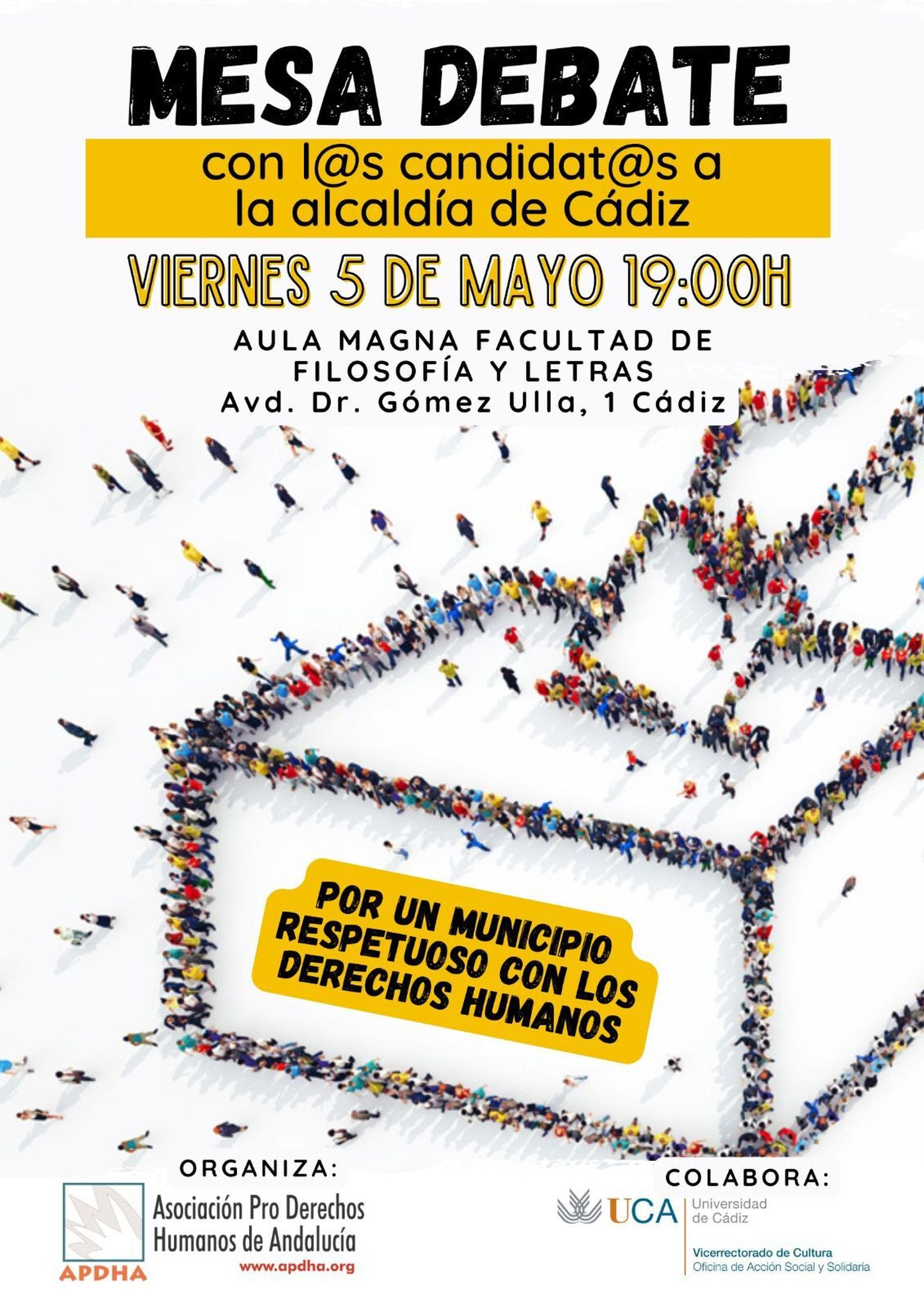 Cartel del debate de candidatos de la APDHA.