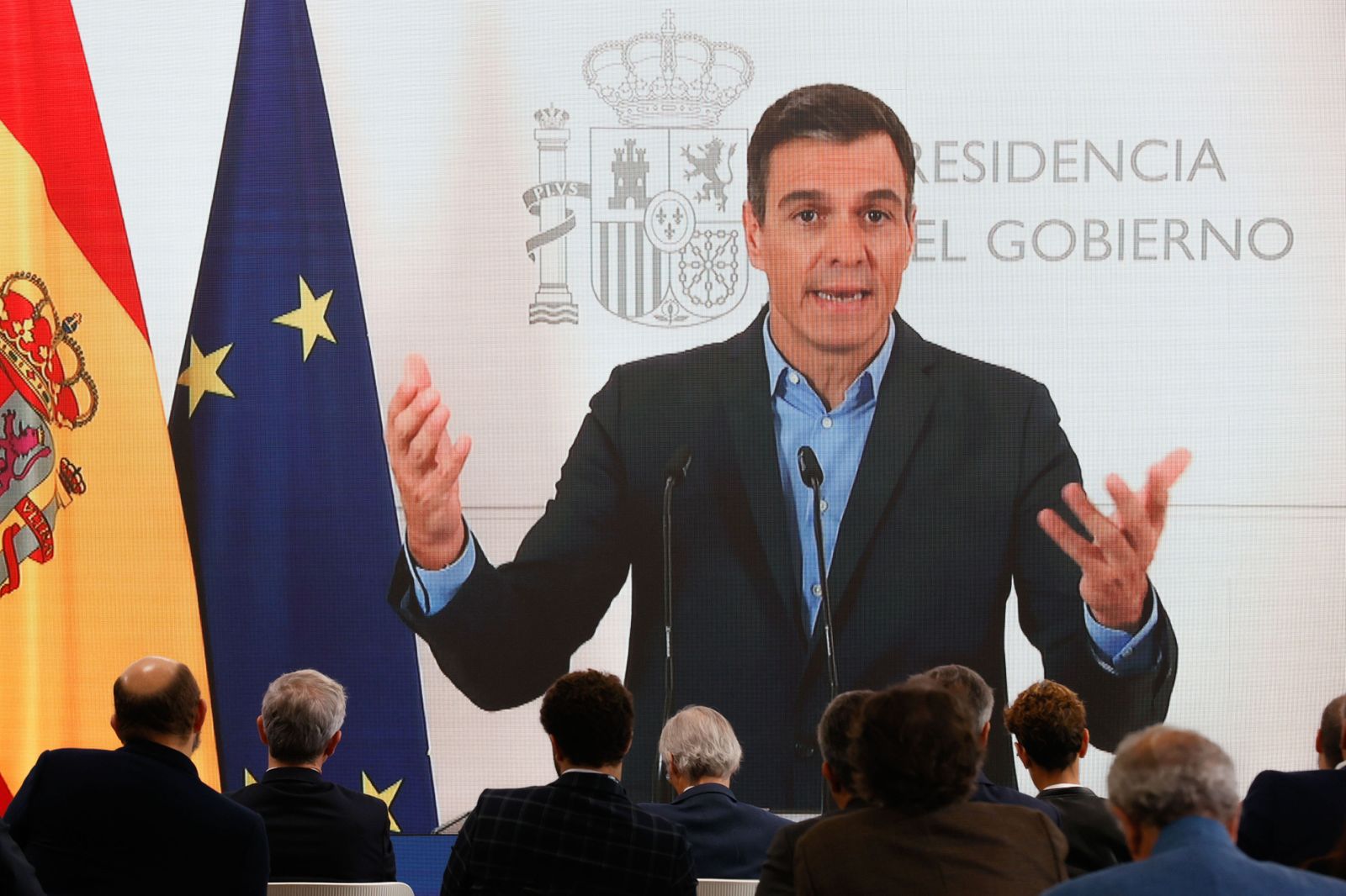 Pedro Sánchez, durante su intervención telefónica en el Foro La Toja este sábado