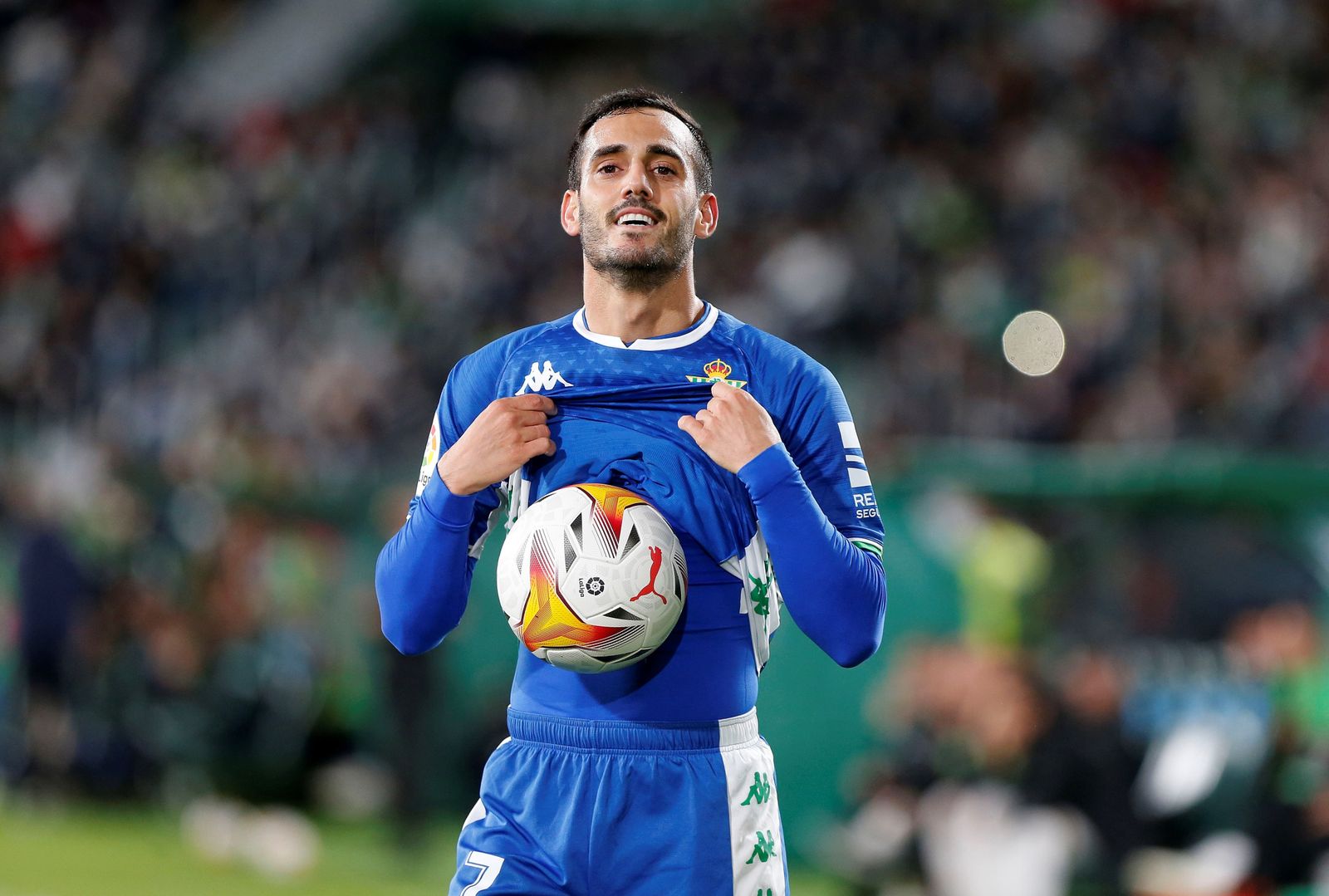 Juanmi celebra su gol.