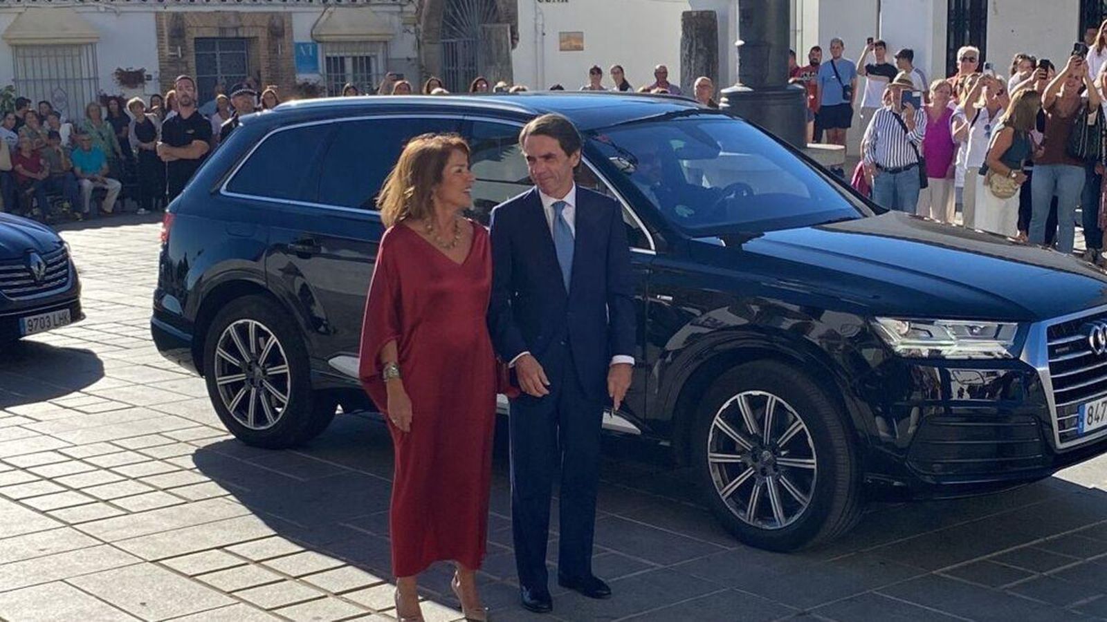 José María Aznar y Ana Botella en Medina Sidonia por la boda de Javier Prado.