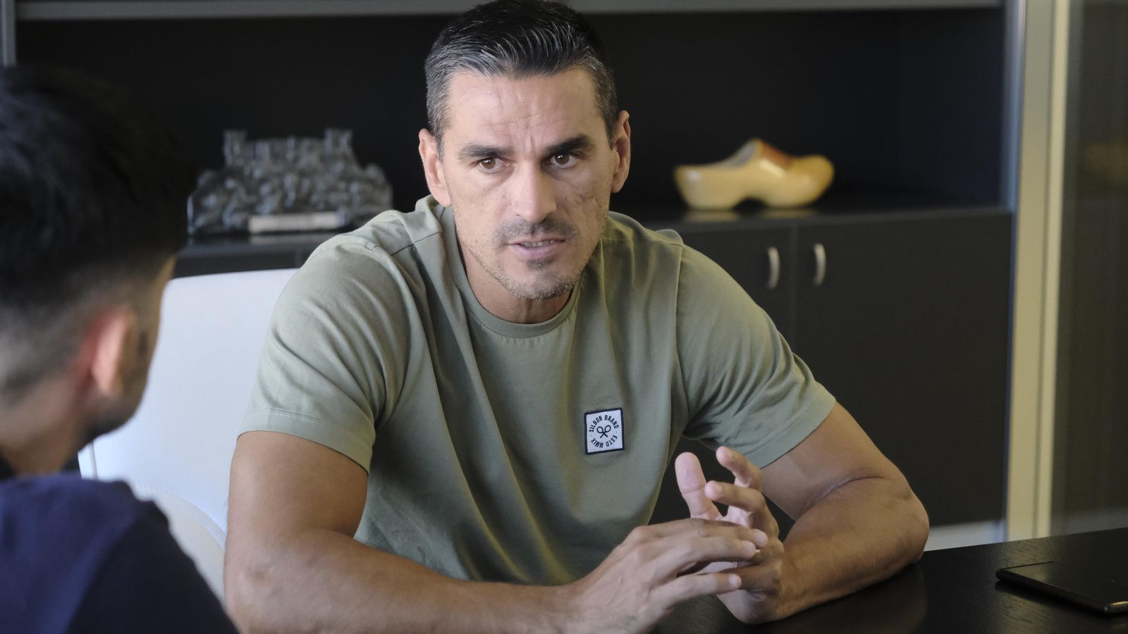 Un momento de la conversación con el director deportivo del Córdoba CF.