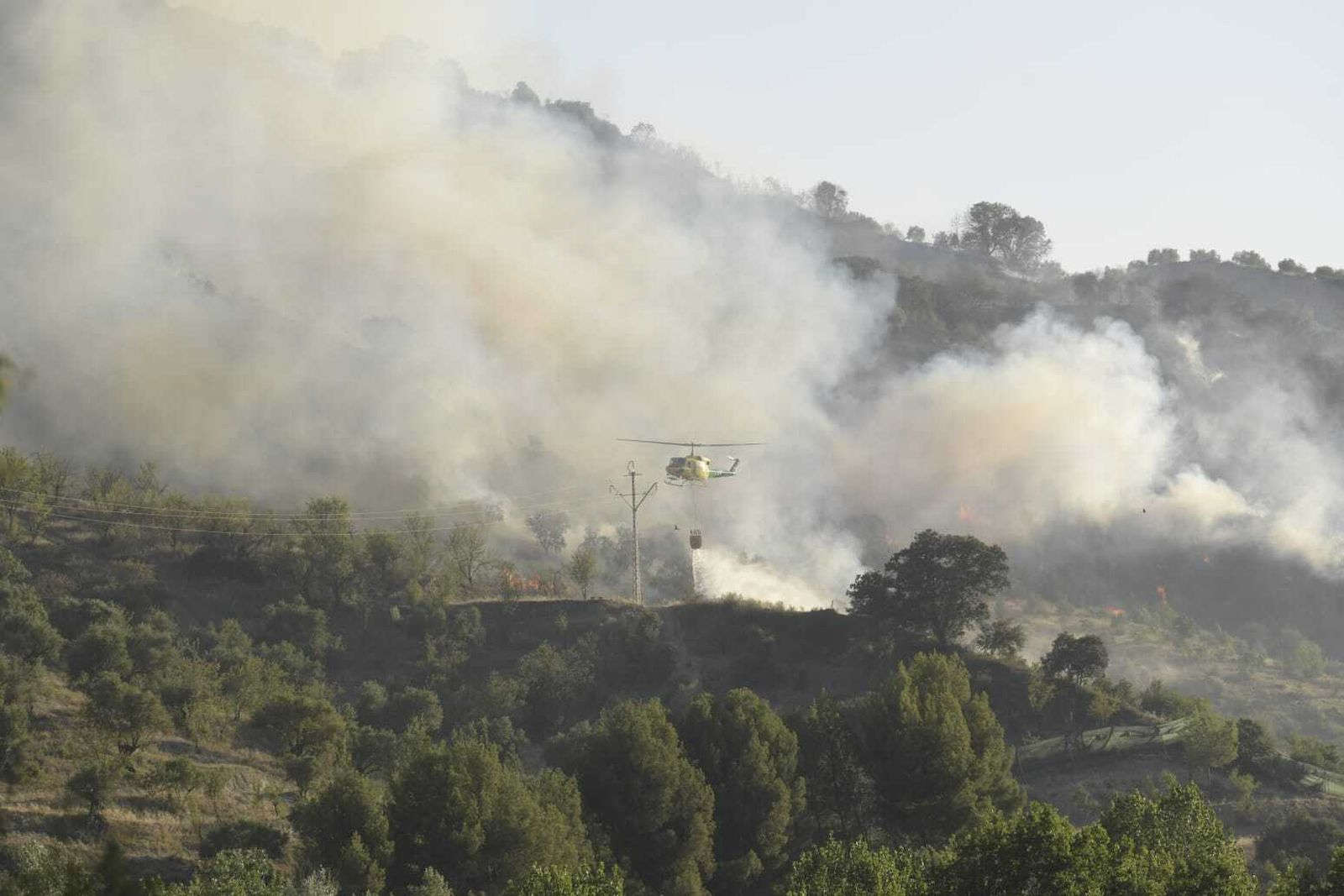 Así están siendo las labores de extinción del aparatoso incendio forestal de Pinos Genil