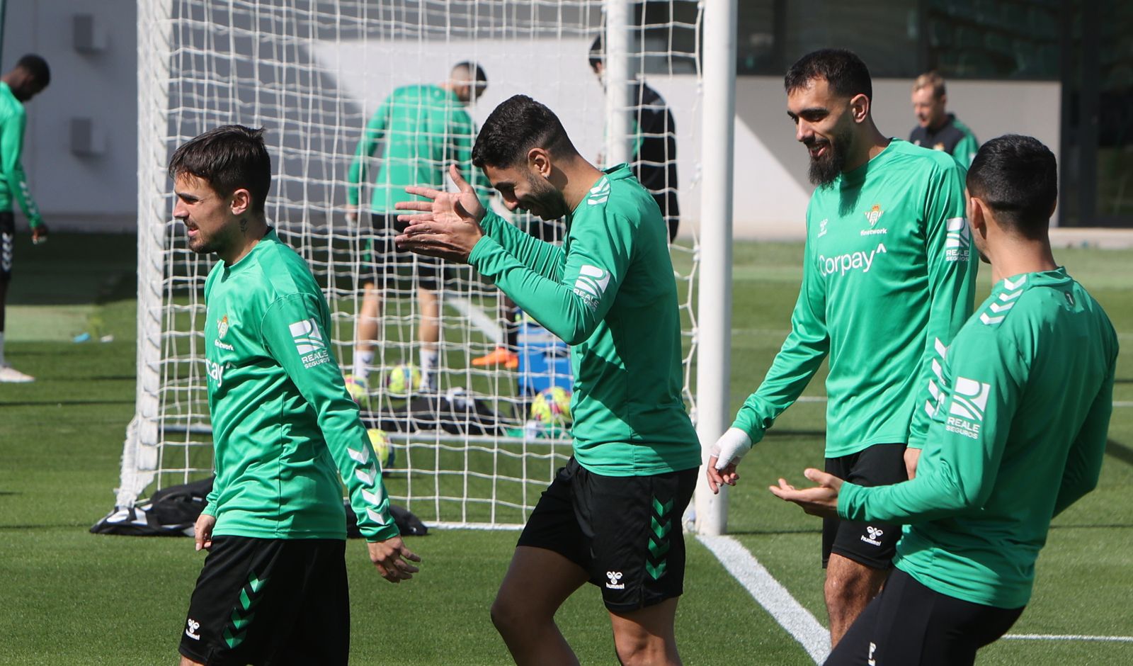 Rodri, Ayoze, Borja Iglesias y Juanmi, en el entrenamiento de ayer en la ciudad deportiva.