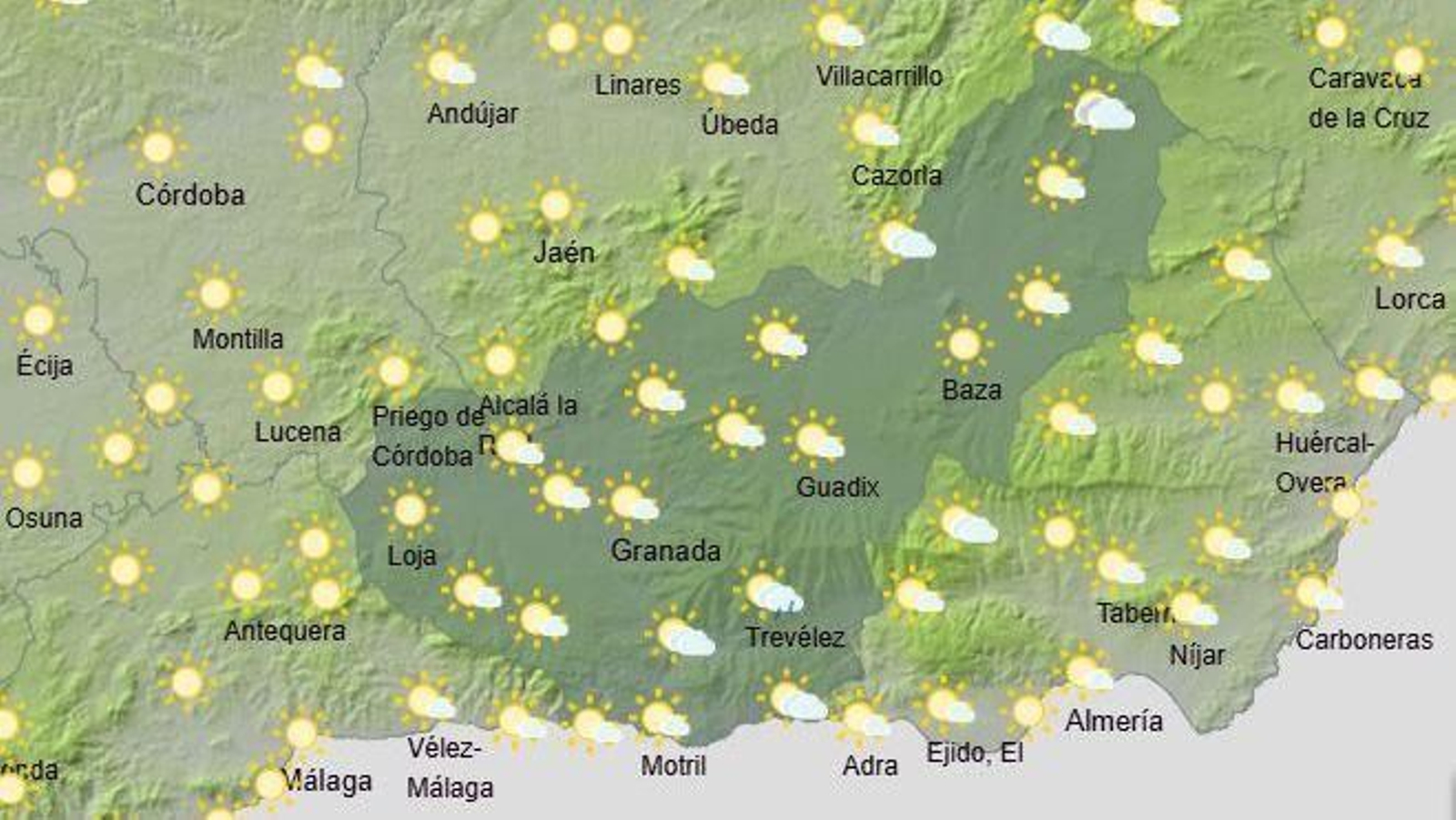 El Tiempo en Granada el 11 de agosto de 2025