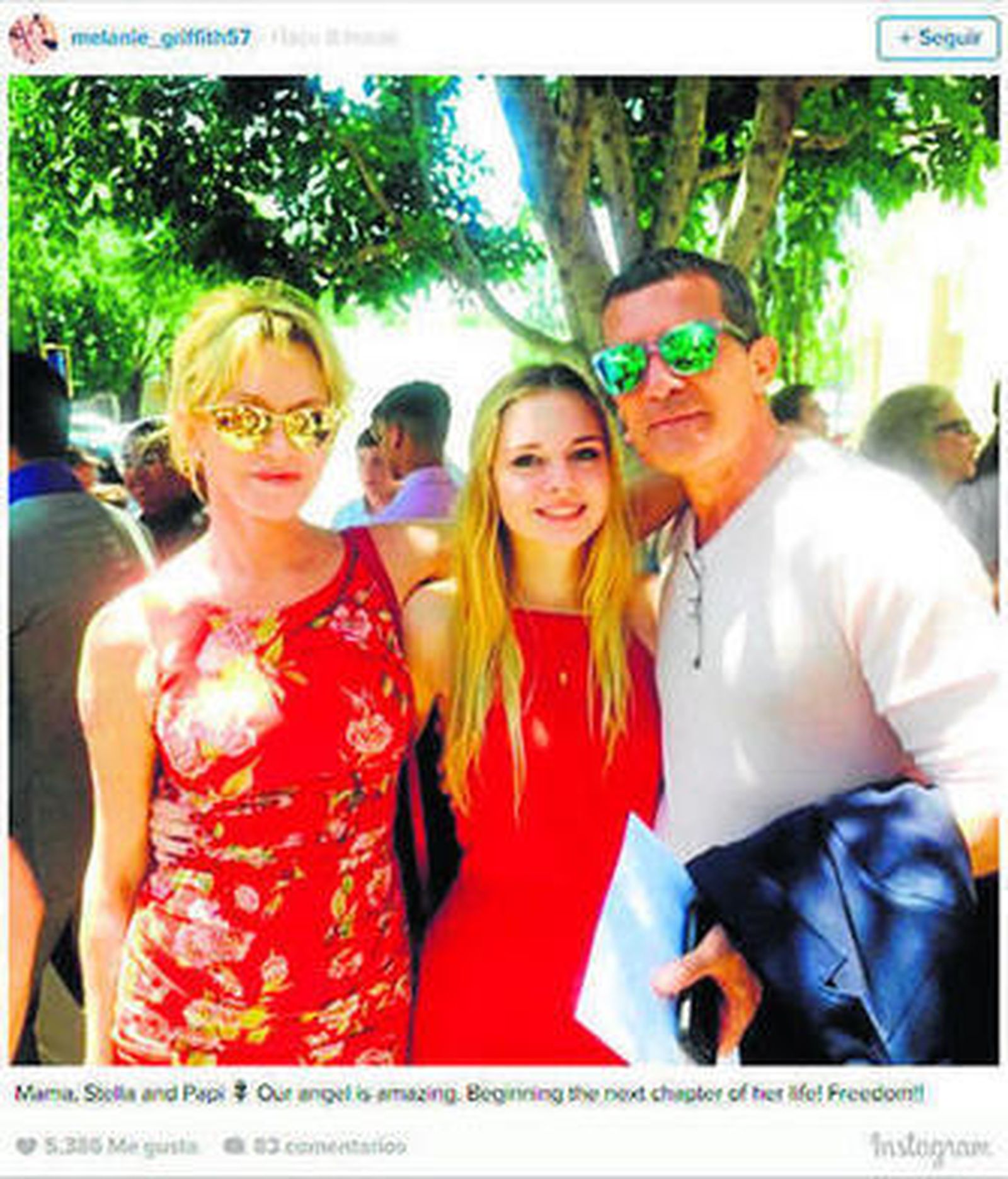 Melanie ha compartido esta fotografía del reencuentro.