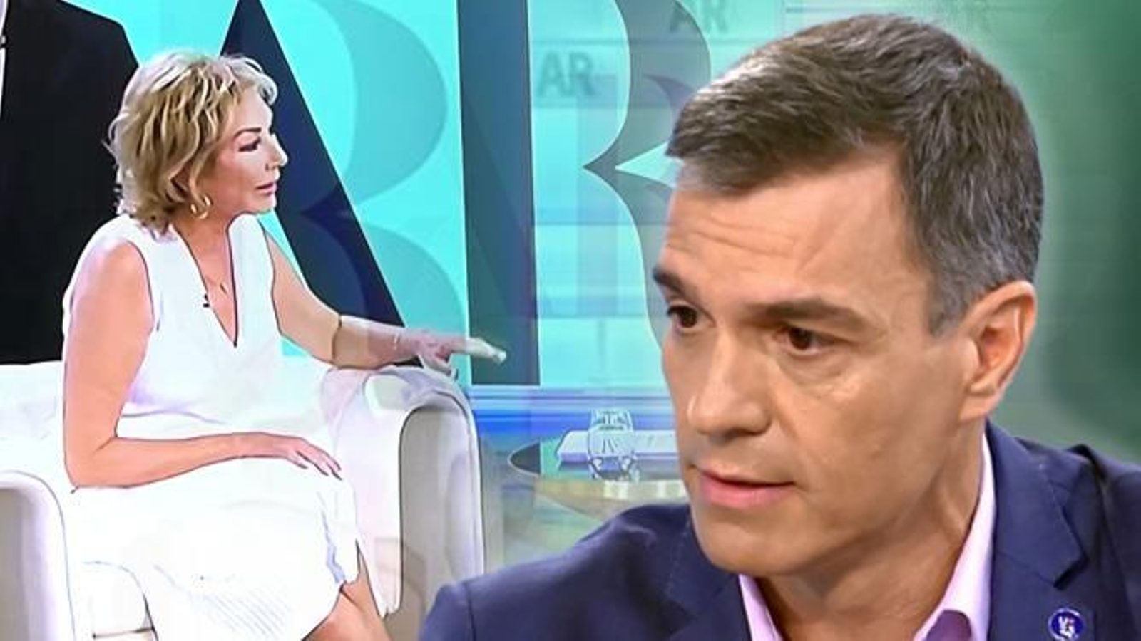 Pedro Sánchez y Ana Rosa Quintana en un momento de la entrevista.