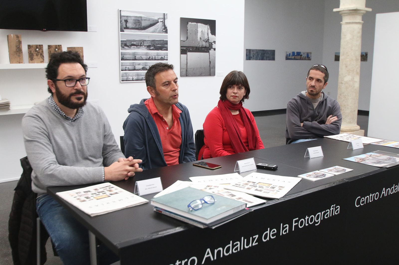 Cristóbal Díaz, Rafael Doctor, Elena Pedrosa y José Álvarez, en la sede del CAF