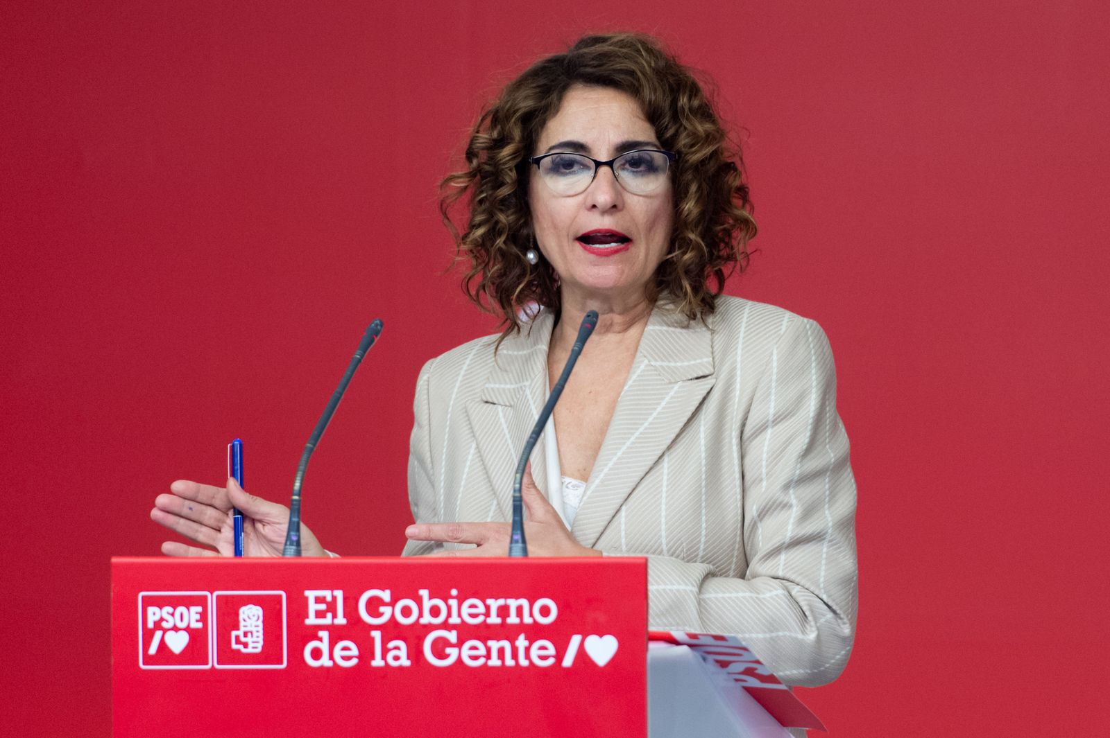 La ministra de Hacienda y vicesecretaria general del PSOE, María Jesús Montero, ayer en la sede del partido en Madrid.