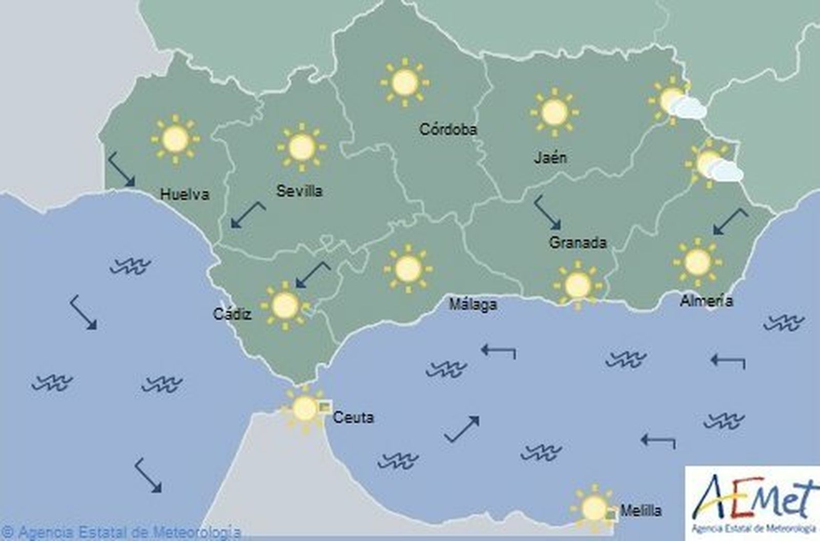 Previsión de Aemet para este lunes.