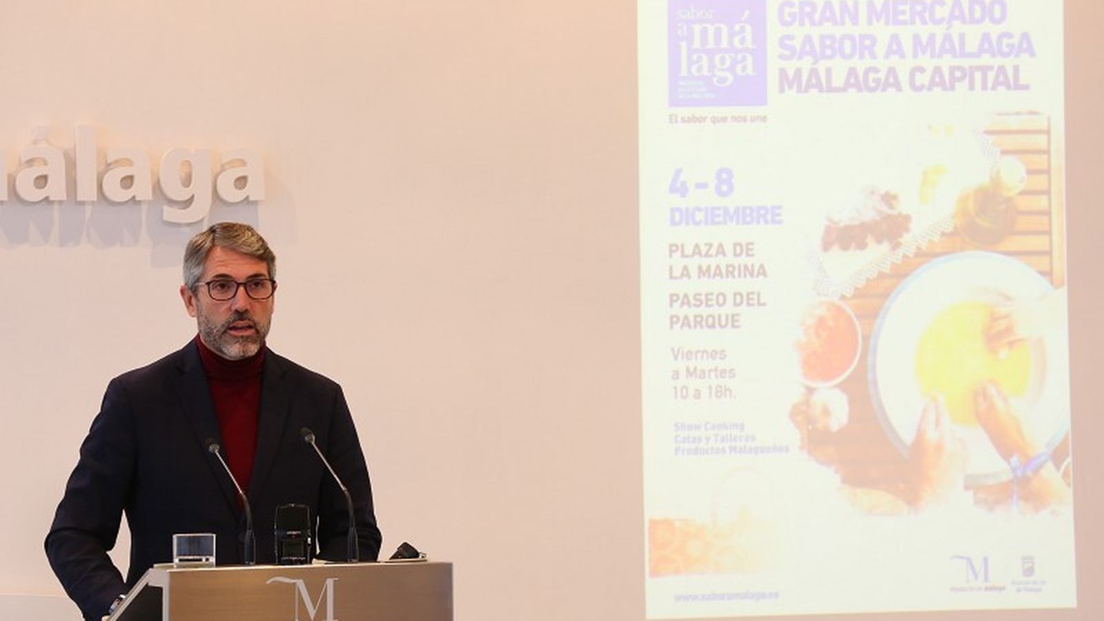 Carlos Maldonado, durante la presentación del gran mercado de Sabor a Málaga.