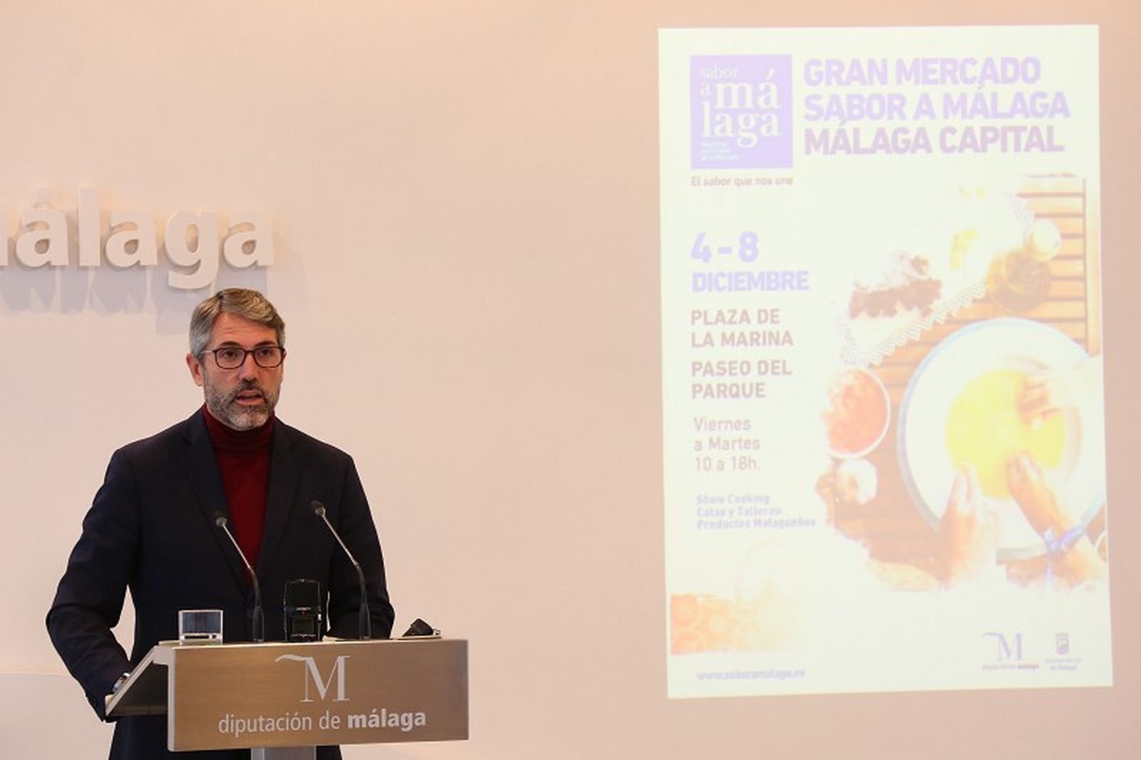 Carlos Maldonado, durante la presentación del gran mercado de Sabor a Málaga.