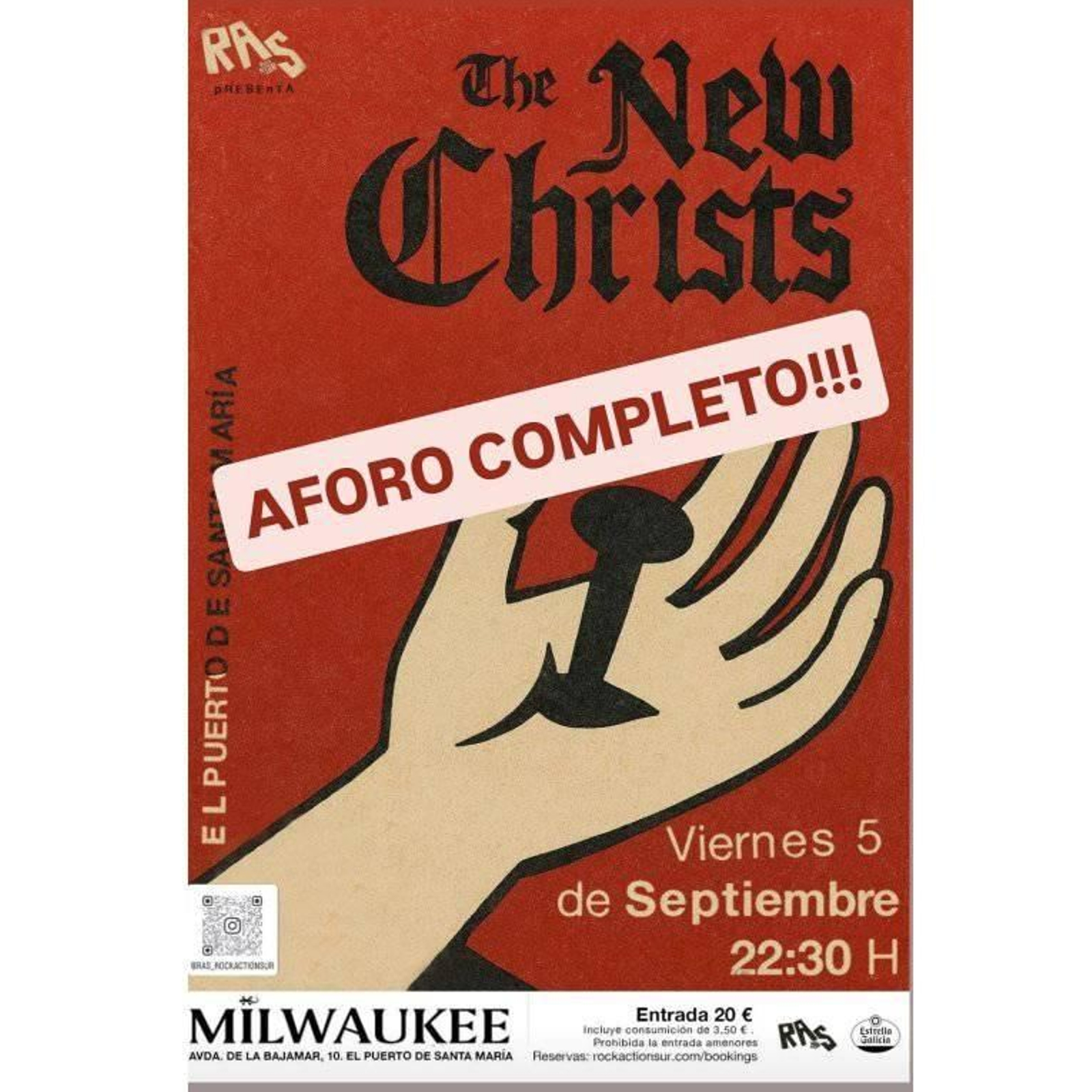 Cartel del concierto de The New Christs en El Puerrto de Santa María con el aforo ya completo