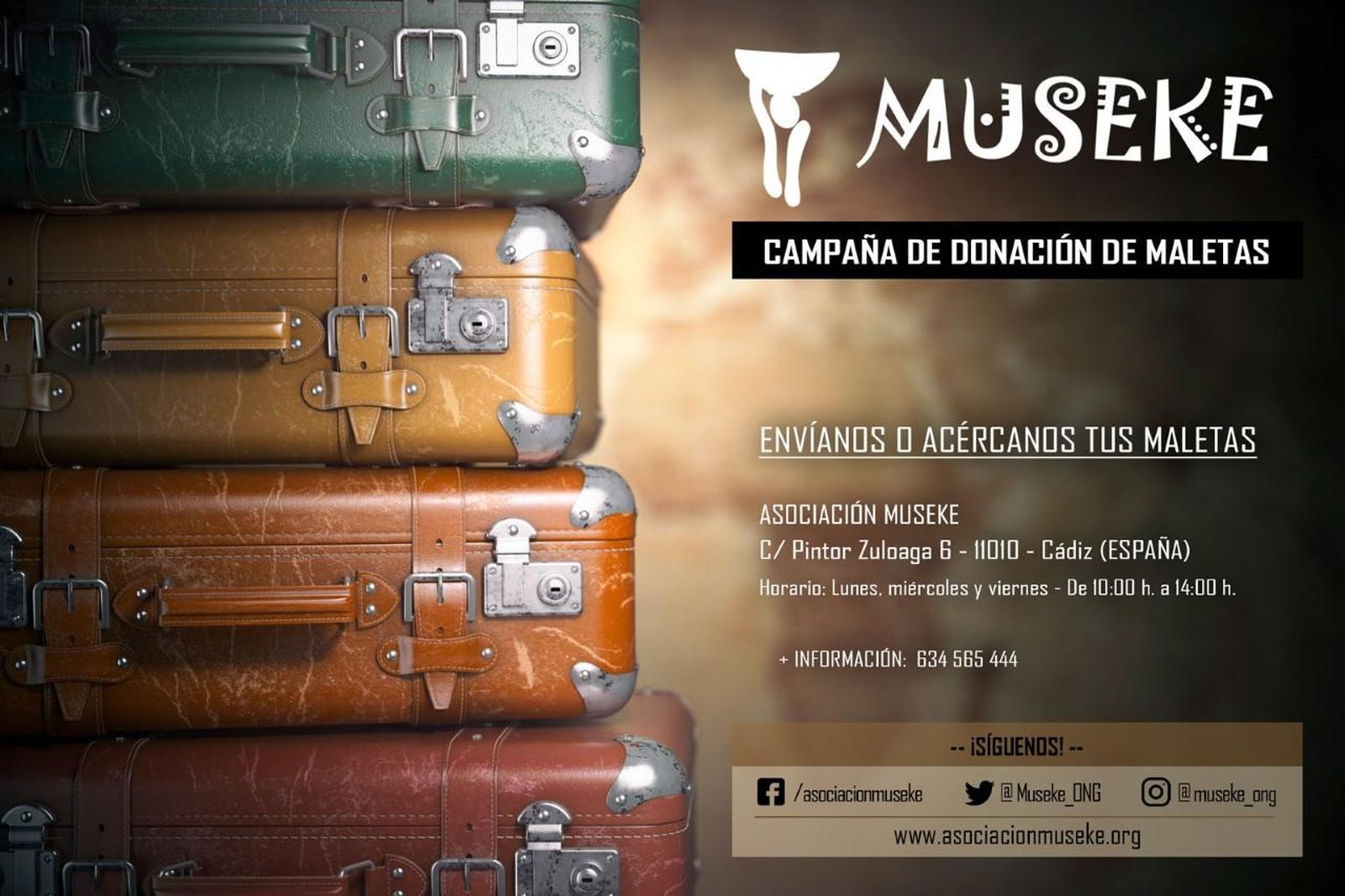 Cartel de la campaña de donación de malestas de Museke.