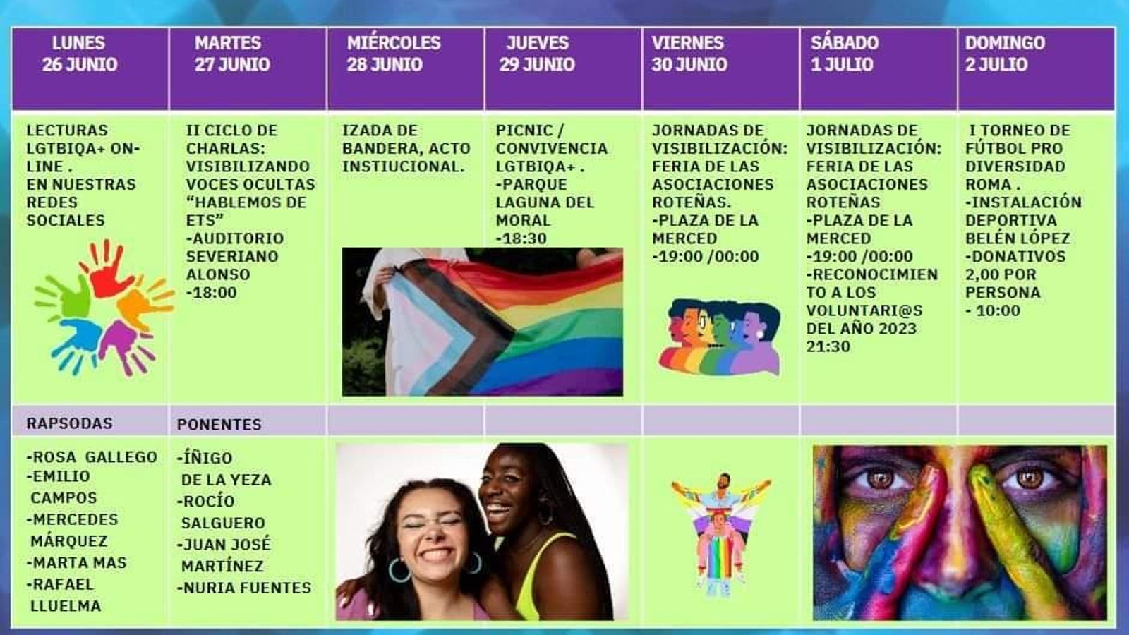Programación Semana del Orgullo de Rota 2023. Programación Semana del Orgullo de Rota 2023.