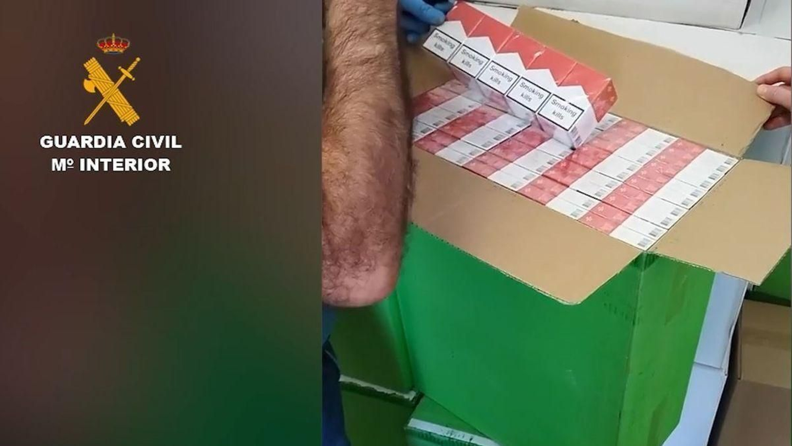 Cajetillas de tabaco encontradas en la operación de la Guardia Civil.
