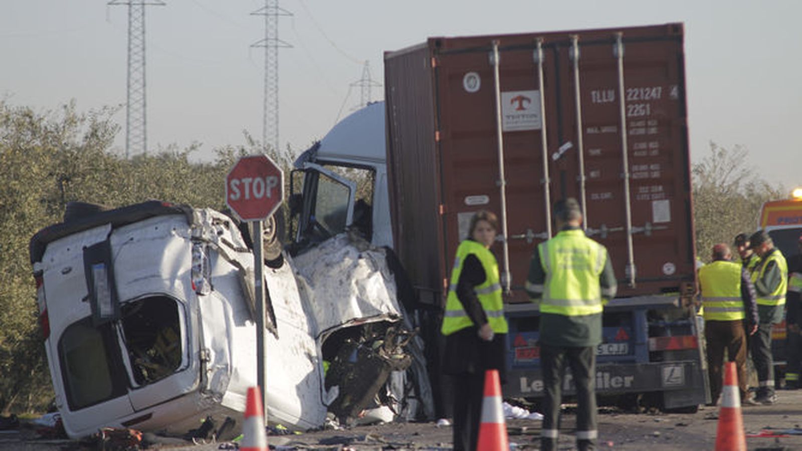 Estado de los vehículos implicados en el accidente de la A-394.