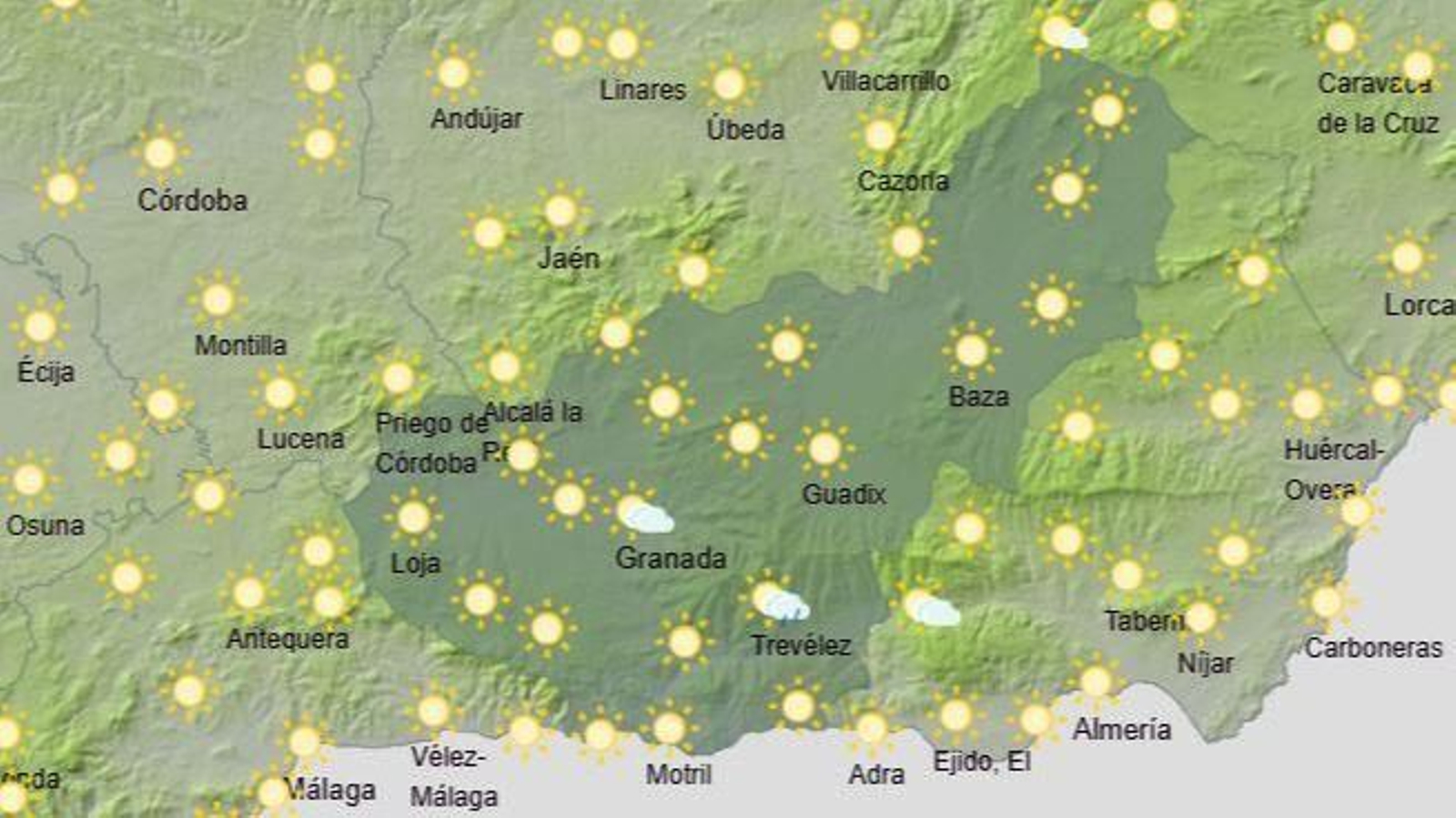 El Tiempo en Granada el segundo fin de semana de agosto