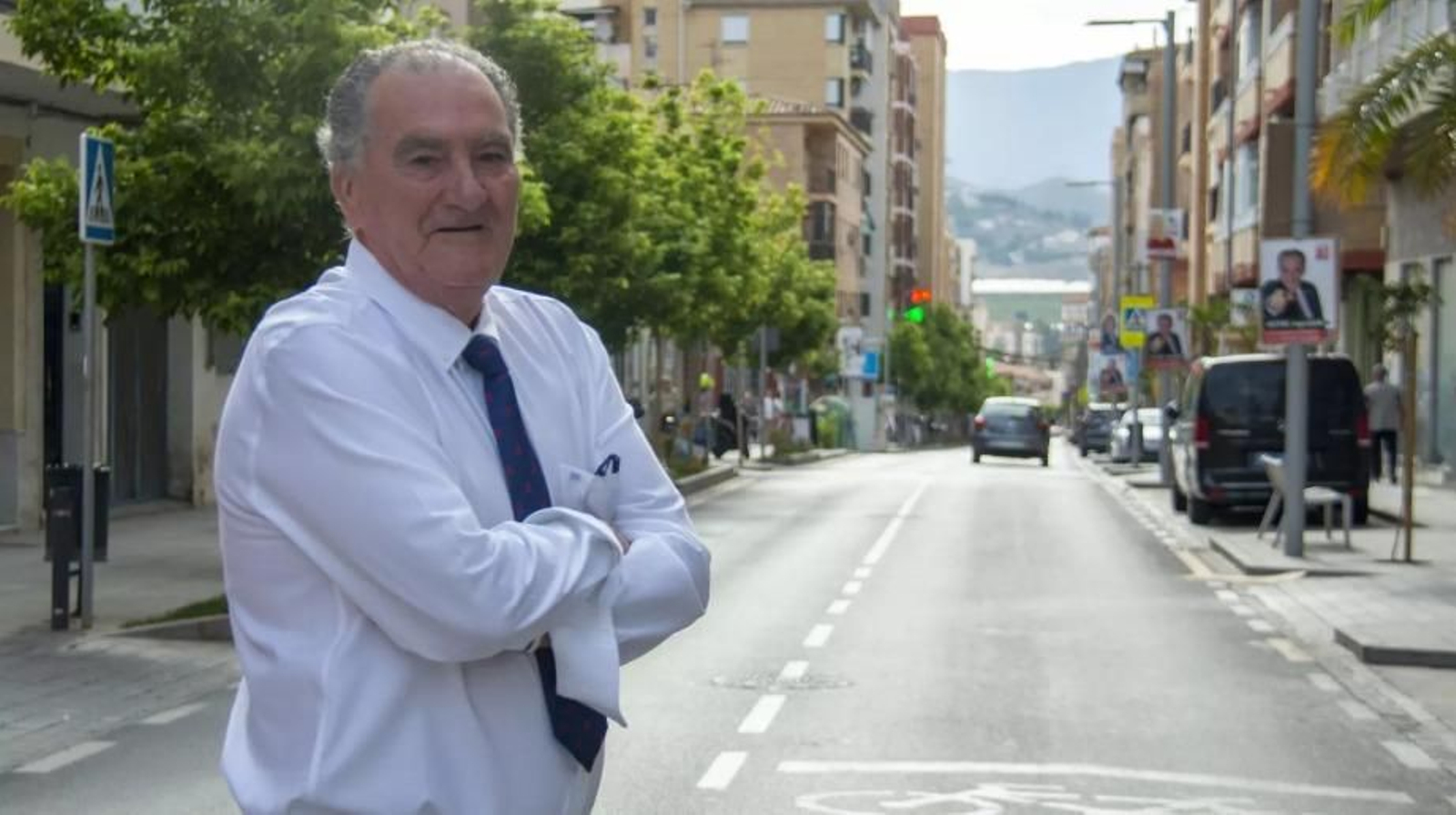 Antonio Escámez en su querida calle Ancha en una imagen de la última campaña electoral