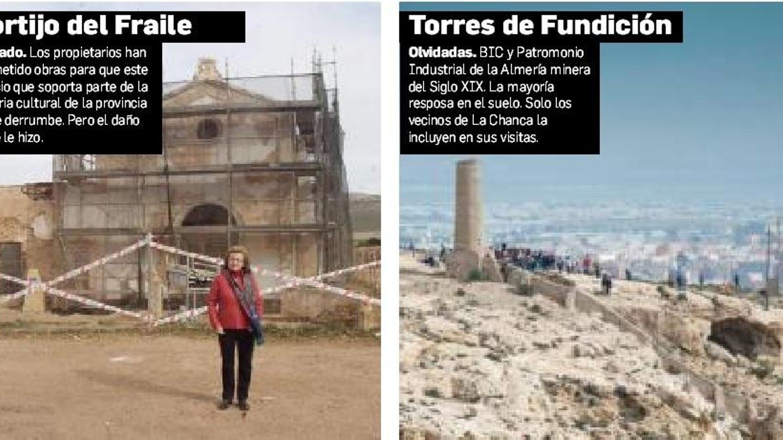 Cortijo del Fraile y Torres de Fundición de Almería capital.