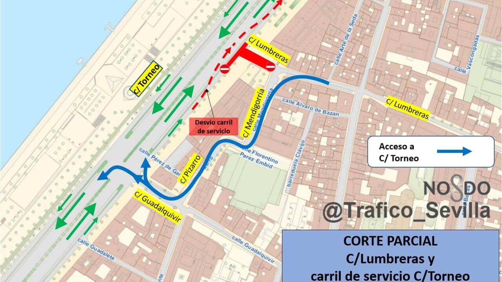 Obras y desvíos en la calle Lumbreras.