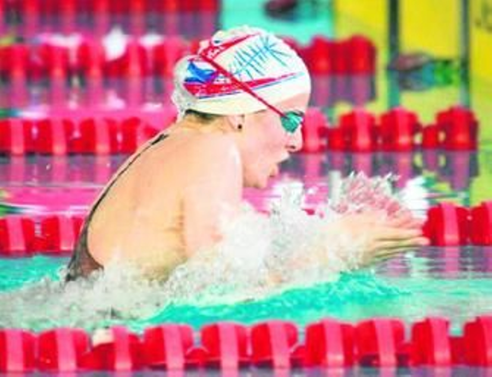 La nadadora jerezana Conchi Badillo, en pleno esfuerzo.