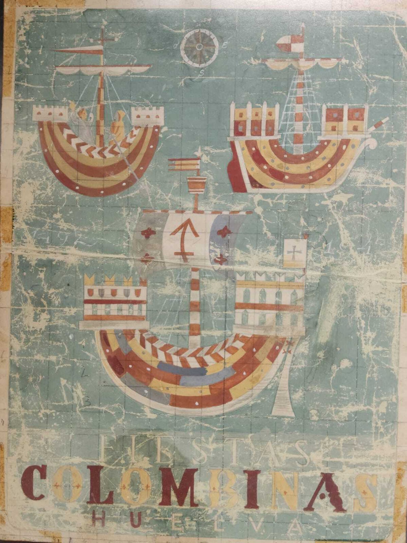 Boceto del cartel de José Caballero en la colección de Pedro Gil-Mazo, en su sala de Punta Umbría.