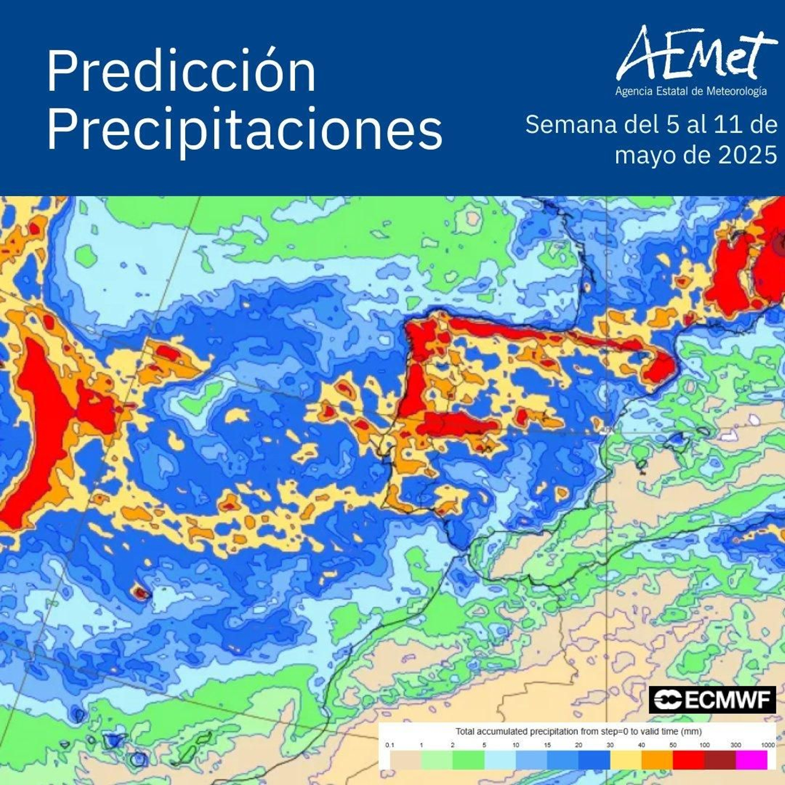 Predicción de precipitaciones para la semana del 5 al 11 de mayo. Predicción de precipitaciones para la semana del 5 al 11 de mayo.
