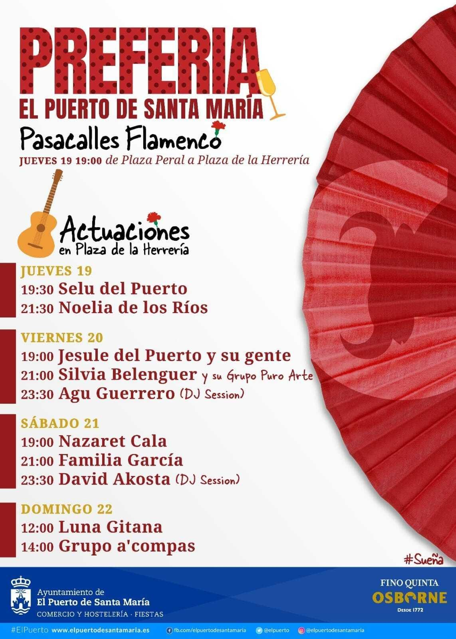 Cartel con las actuaciones para estos días.