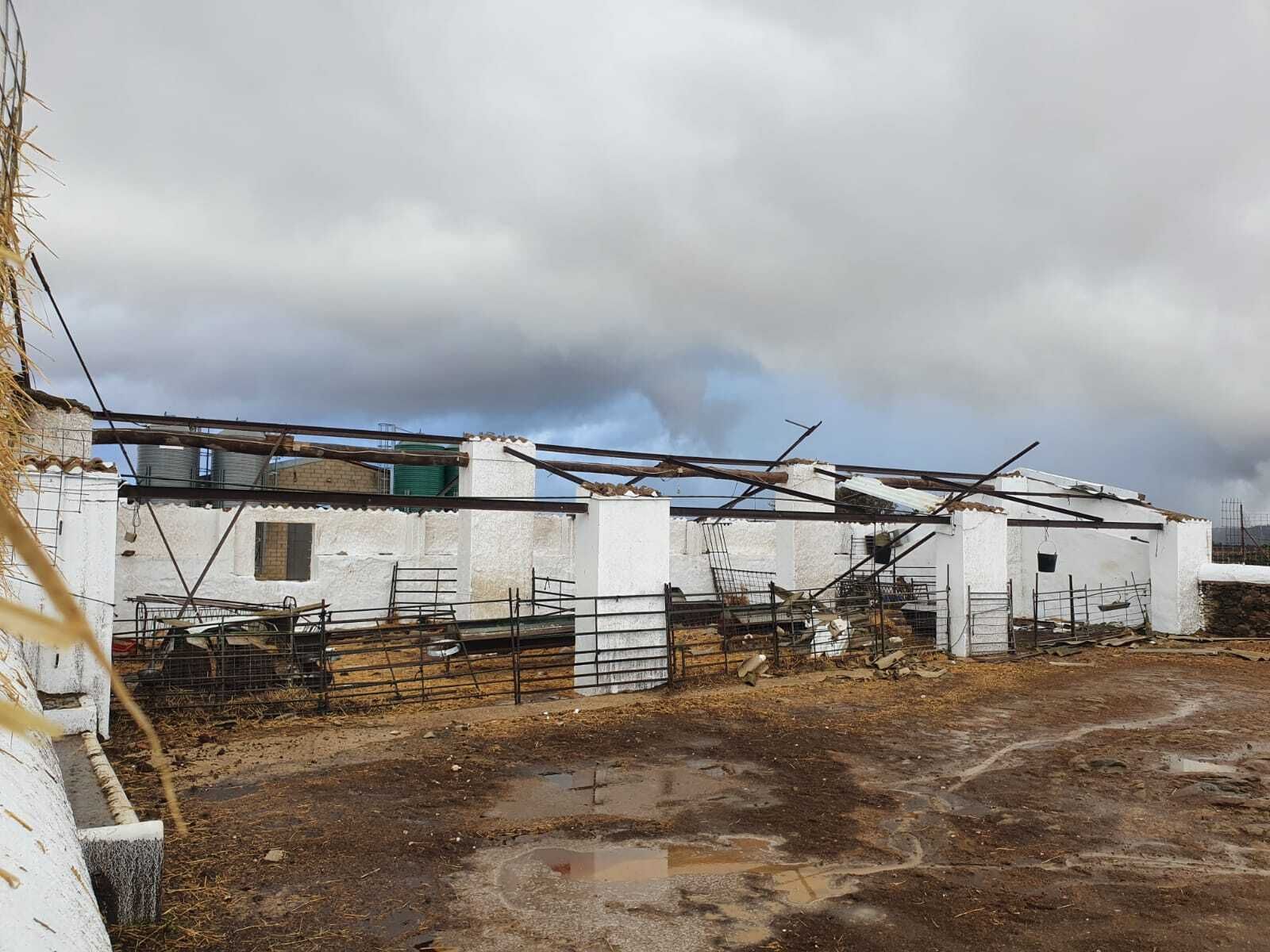 Imágenes de los destrozos provocados por un tornado en Villanueva de los Castillejos
