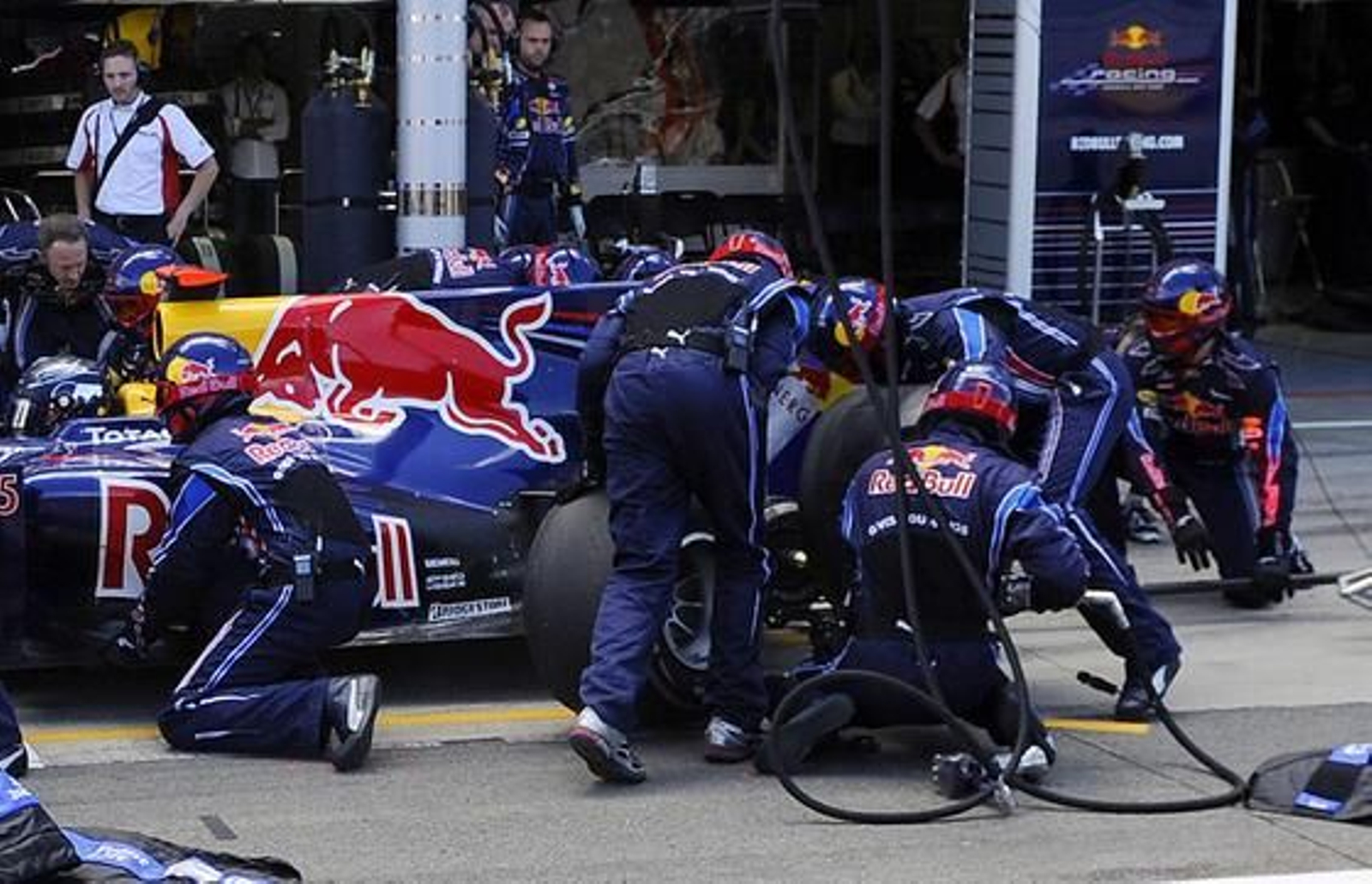 Sebastian Vettel realiza una parada.