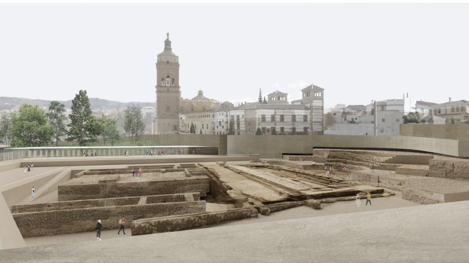 Recreación de cómo quedaría integrado el Teatro Romano de Guadix.