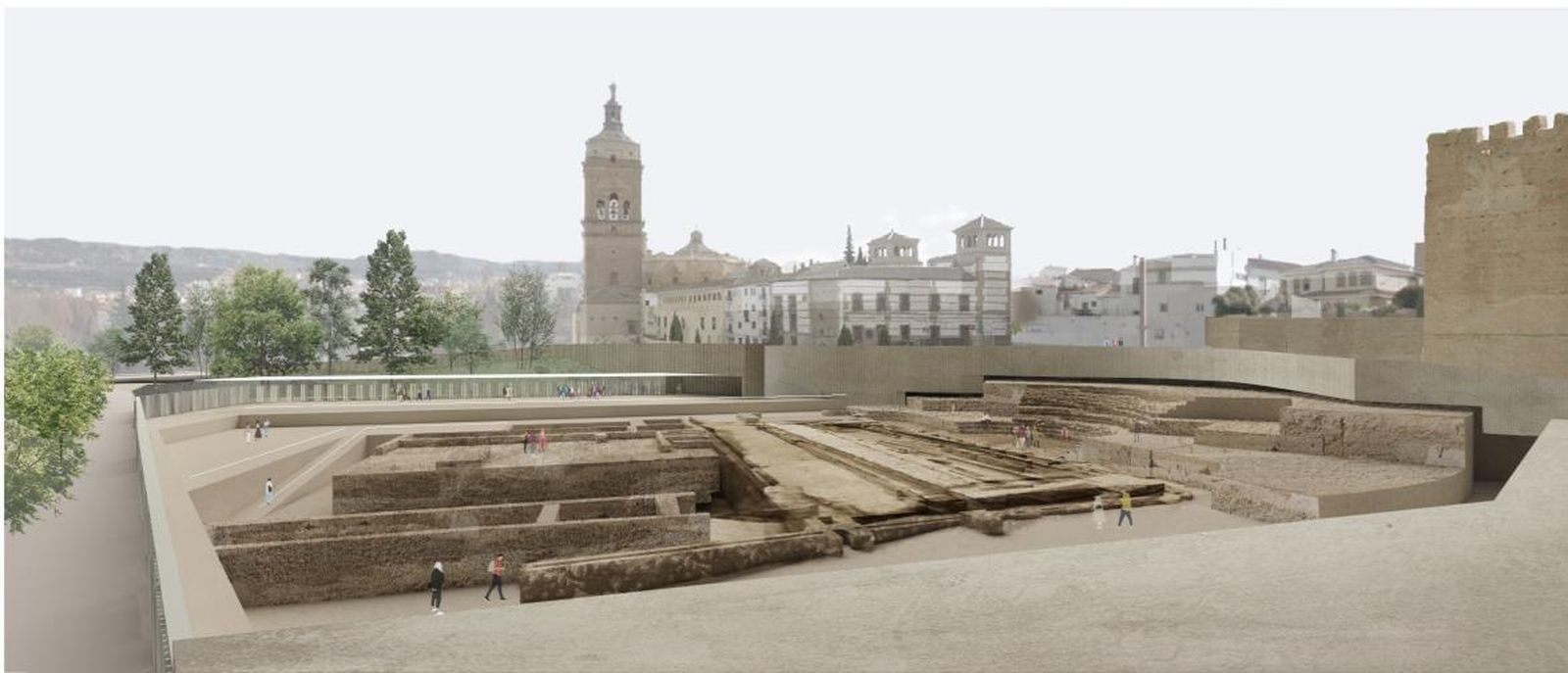 Recreación de cómo quedaría integrado el Teatro Romano de Guadix según el proyecto.