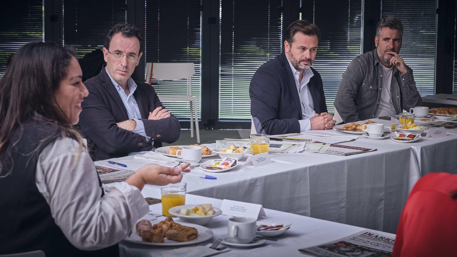 Tamara García, Francisco Perujo, Nicolás Sosa y Omar Osuna, durante el desayuno sobre flamenco. Tamara García, Francisco Perujo, Nicolás Sosa y Omar Osuna, durante el desayuno sobre flamenco.