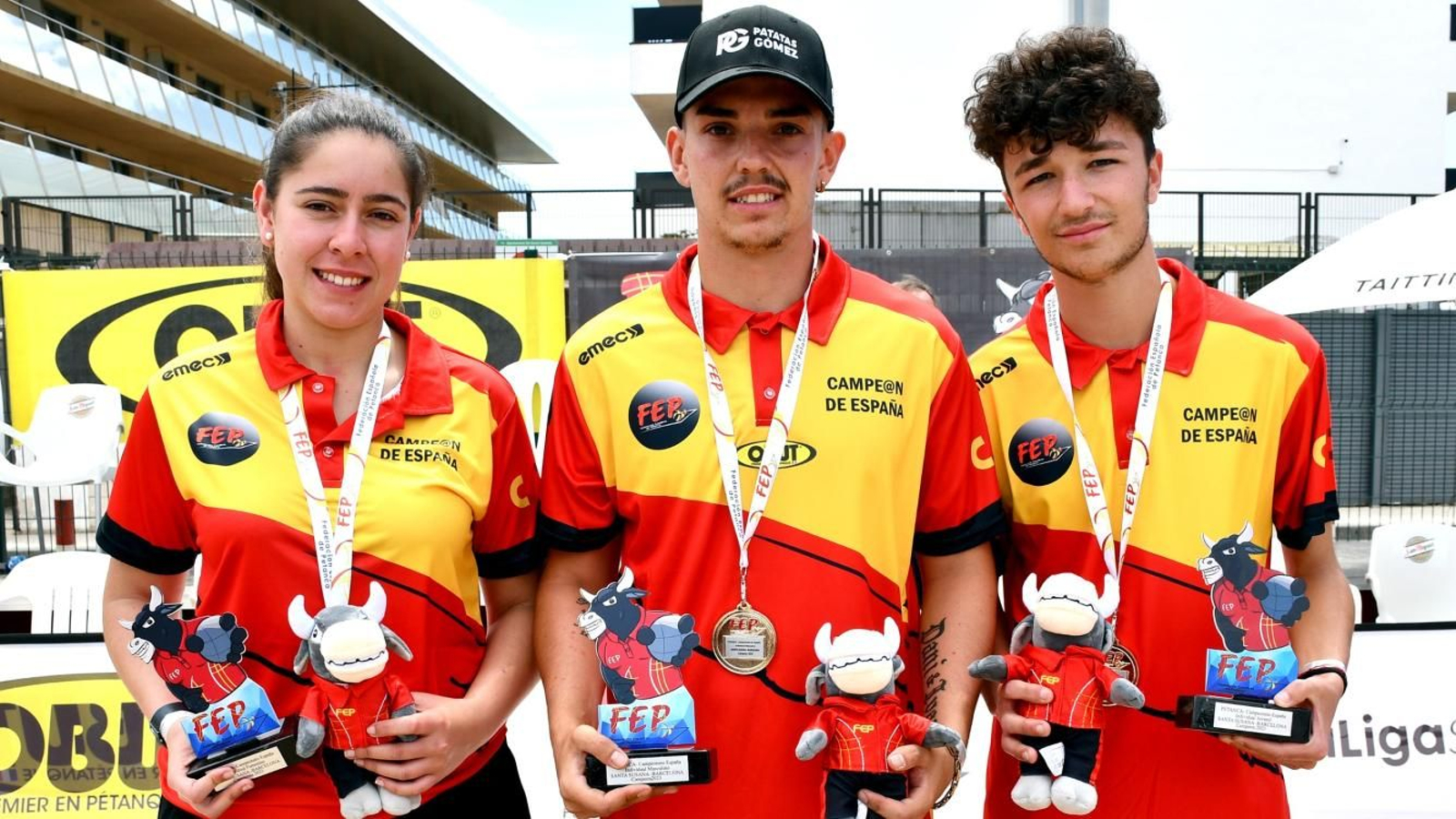Sara Díaz, Jesús Escacho y Aarón González, los ganadores del último Campeonato de España.
