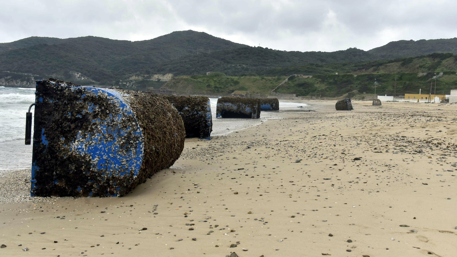Mejilloneras varadas en la playa de Getares