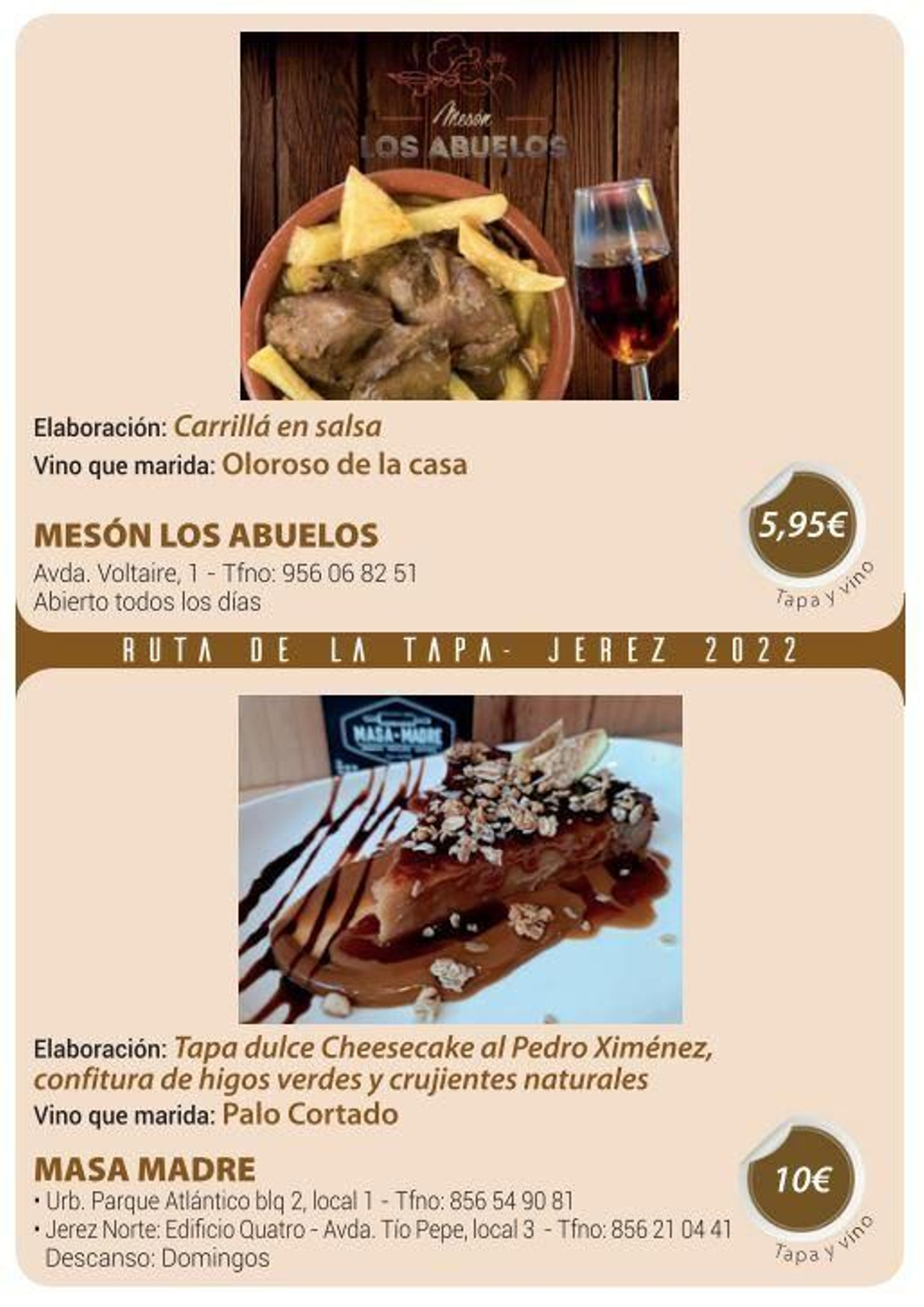 Ruta de la Tapa 'DesTapa Jerez': establecimientos, tapas maridadas y precios